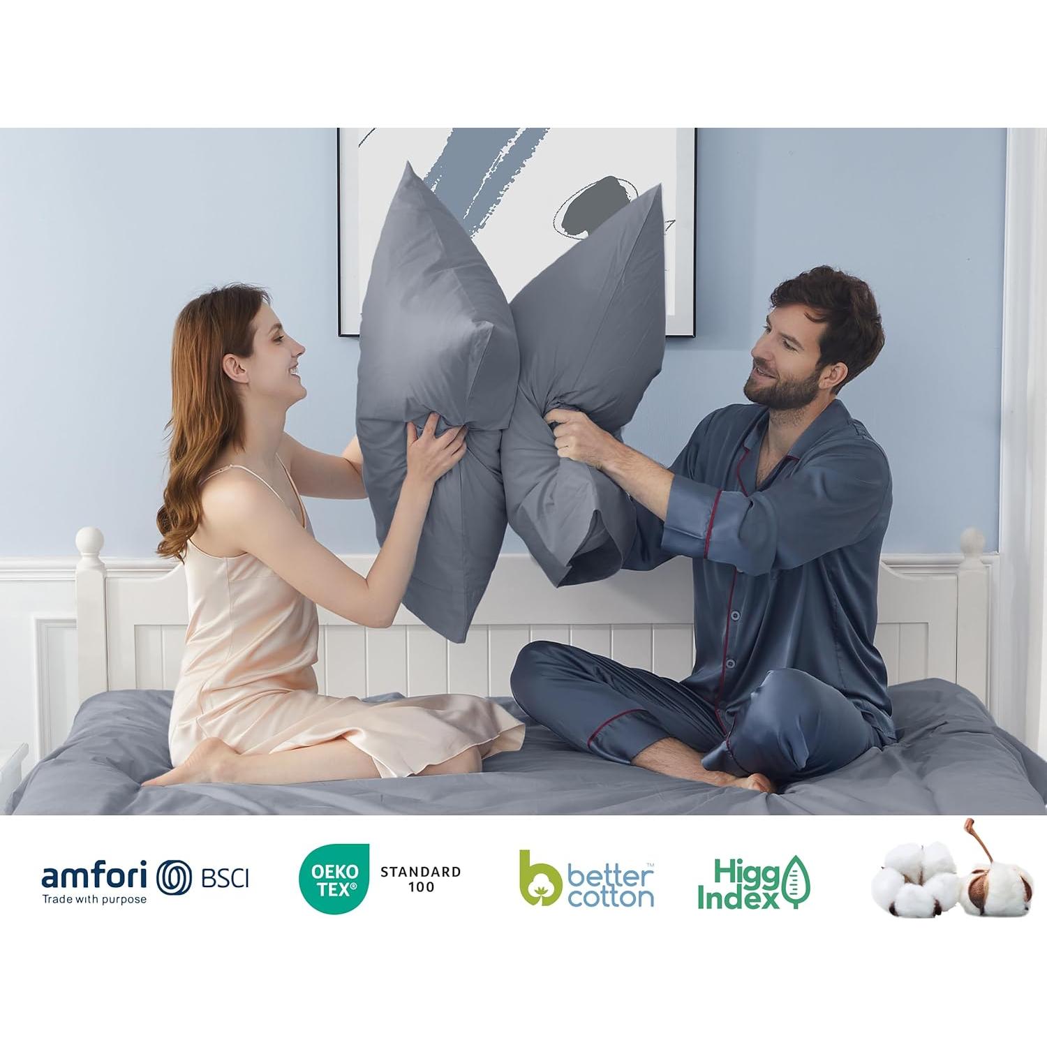 Juego de Fundas de Almohada HOMTEC 100% Algodón 2 Piezas 76x51cm