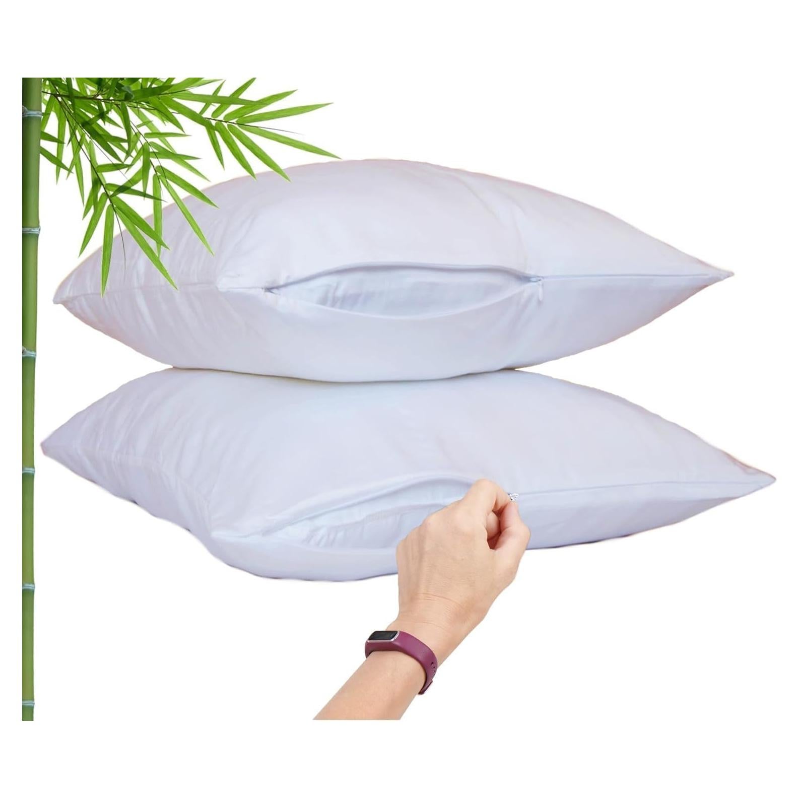 Fundas de Almohada Refrigerantes Vegan Silk - 100% Viscosa de Bambú - Juego de 2 Estándar 66x51 cm