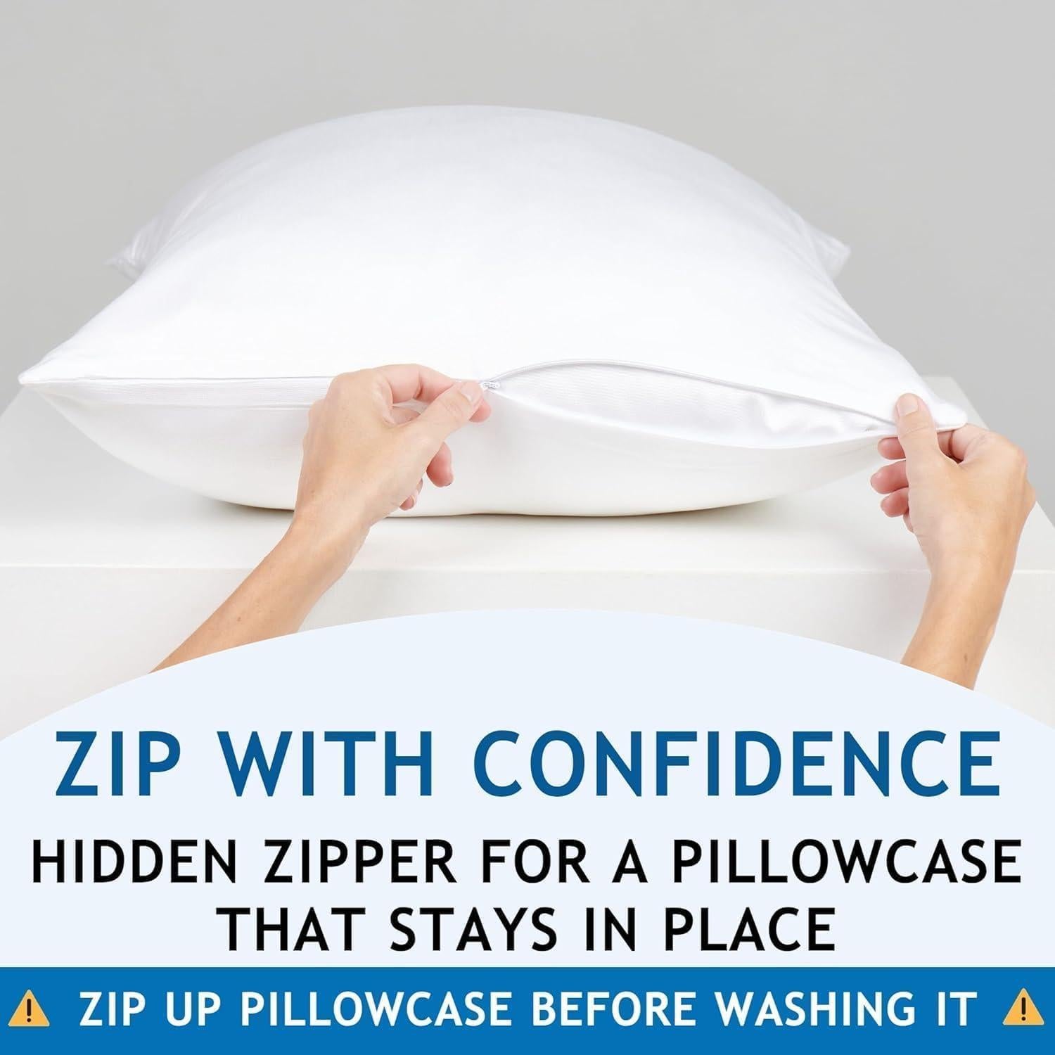 Fundas de Almohada Refrigerantes Vegan Silk - 100% Viscosa de Bambú - Juego de 2 Estándar 66x51 cm