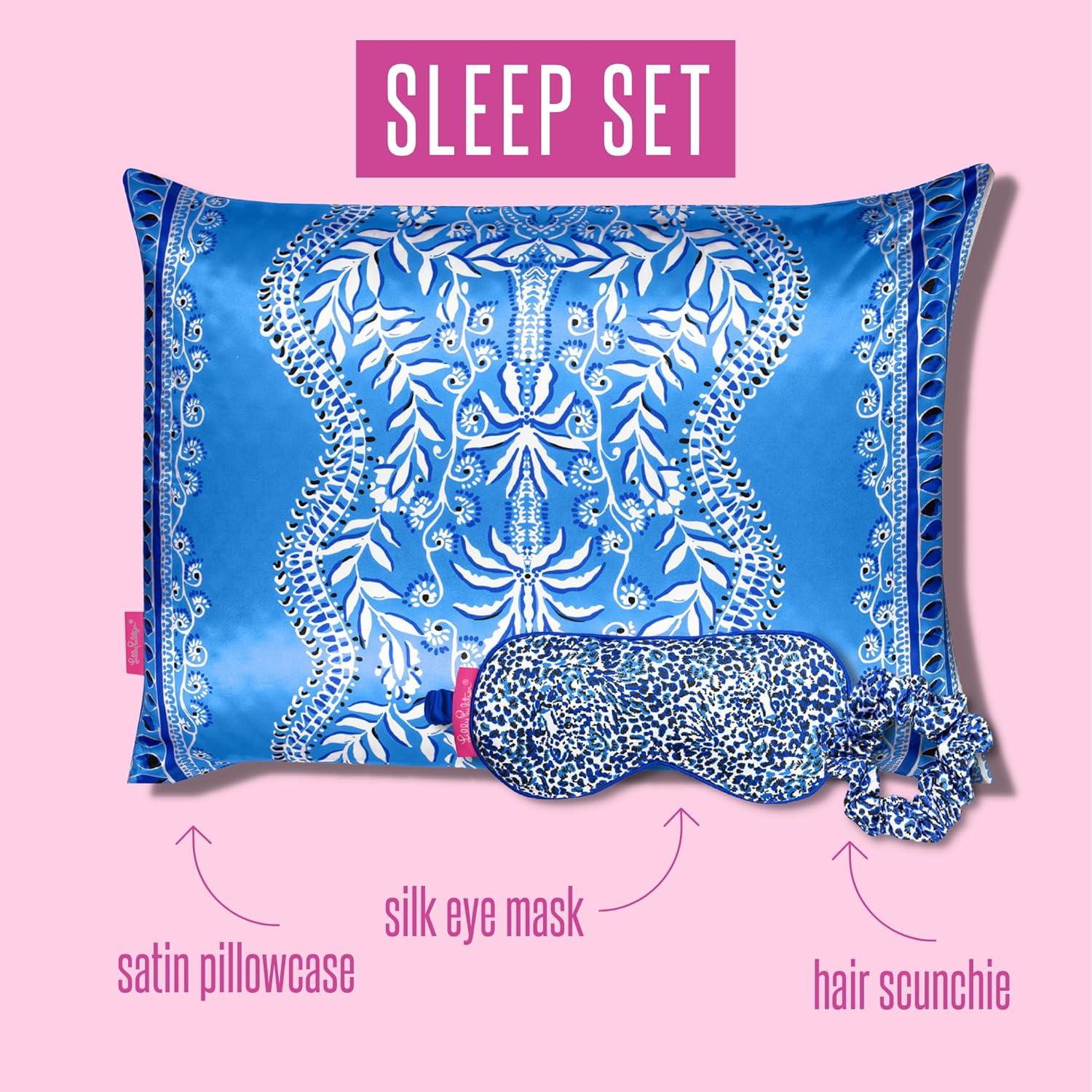 Conjunto de Sueño Lilly Pulitzer: Funda de Almohada y Máscara