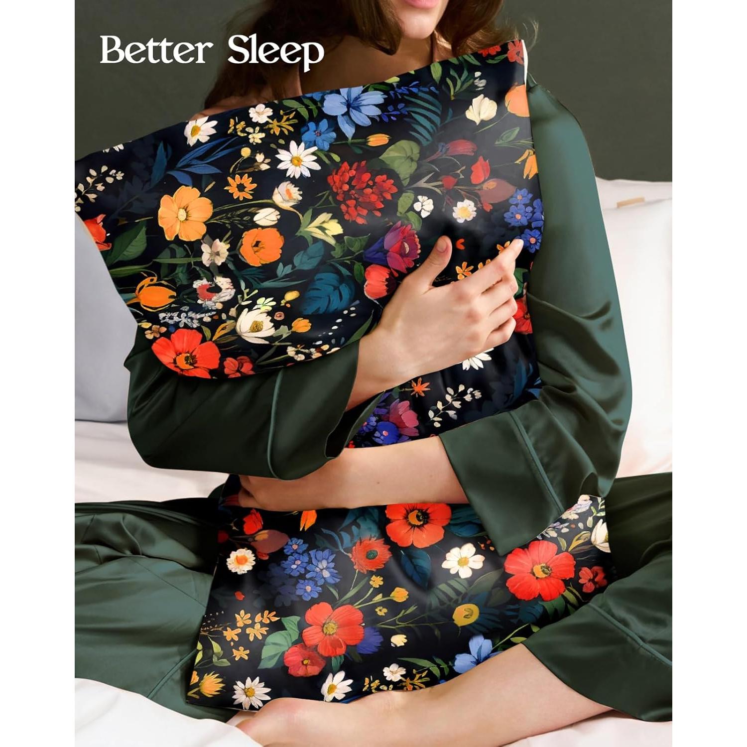 Juego de 2 Fundas de Almohada de Seda Miss Adola 20x66 cm Floral