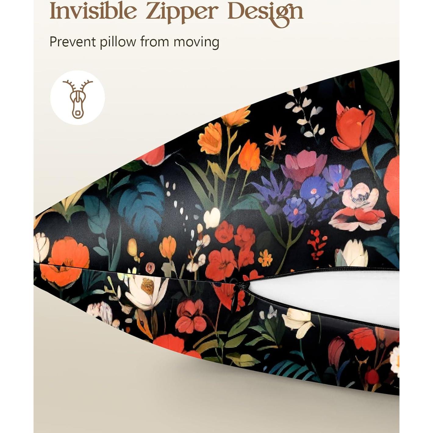 Juego de 2 Fundas de Almohada de Seda Miss Adola 20x66 cm Floral