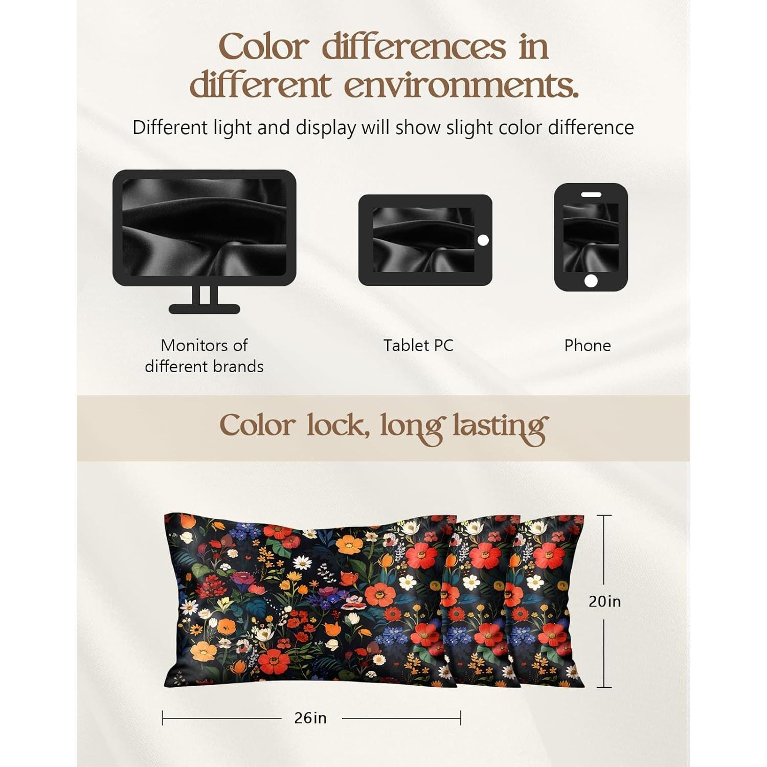 Juego de 2 Fundas de Almohada de Seda Miss Adola 20x66 cm Floral