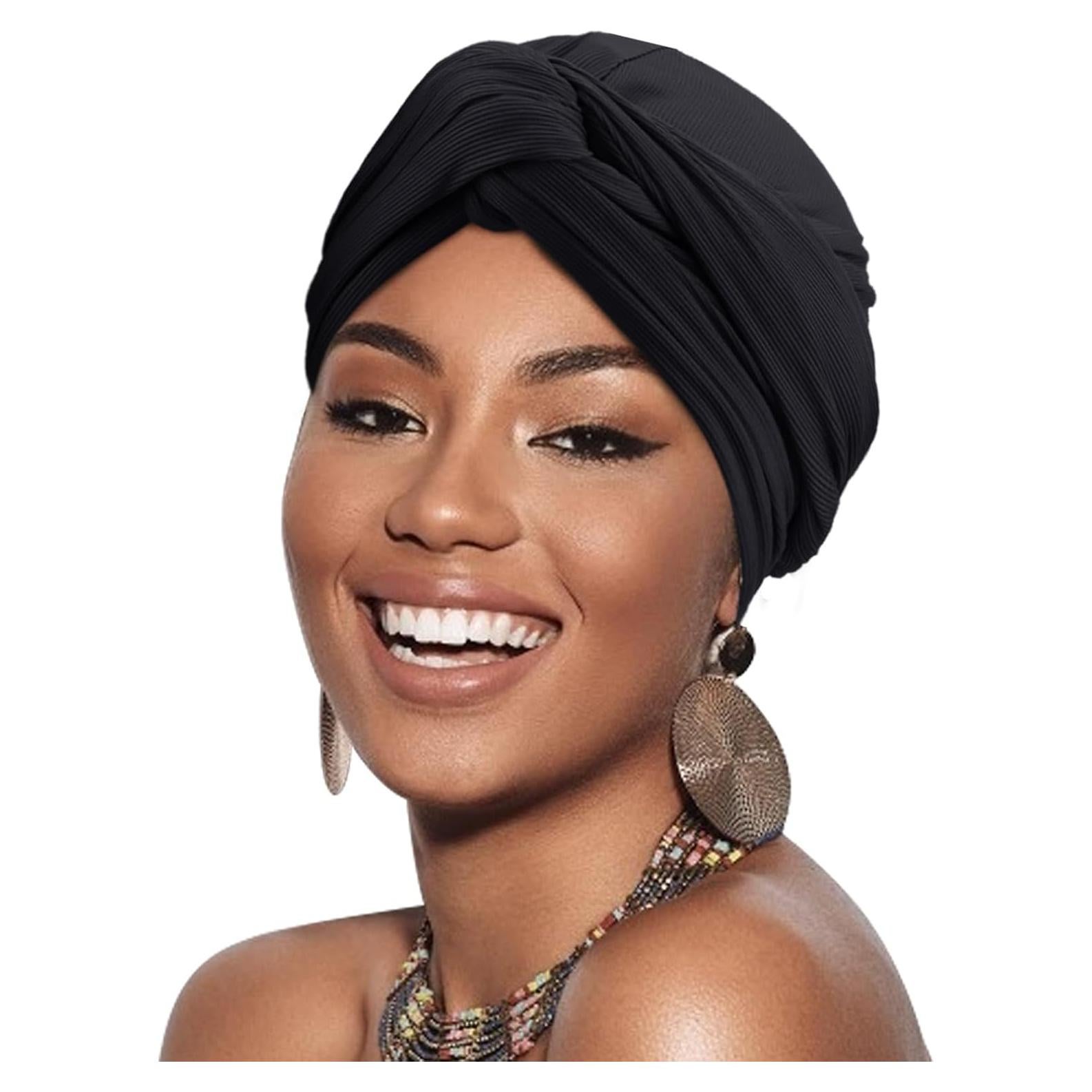 Turbante Africano AQOKKA para Mujeres - Gorro Quimioterapia Negro