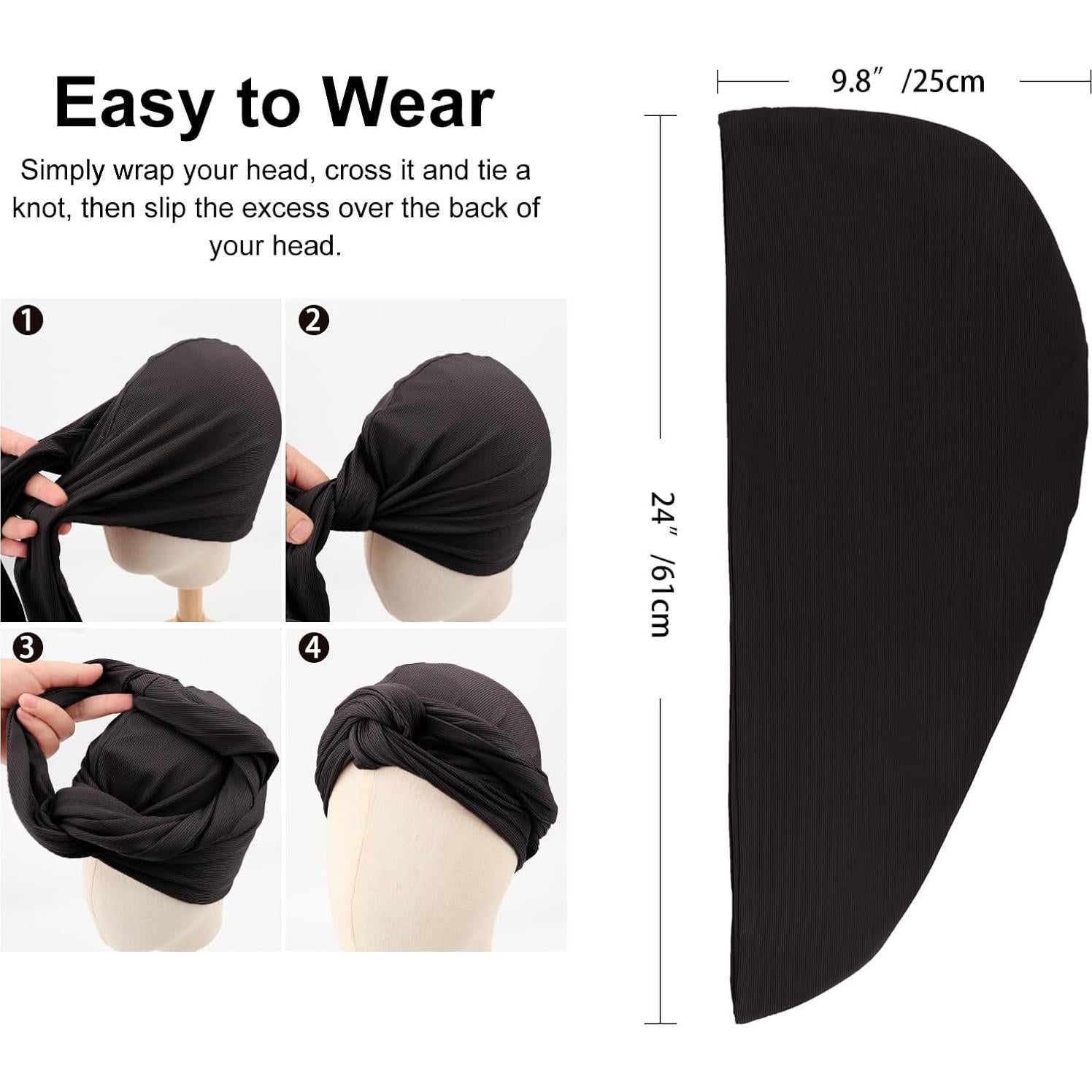 Turbante Africano AQOKKA para Mujeres - Gorro Quimioterapia Negro