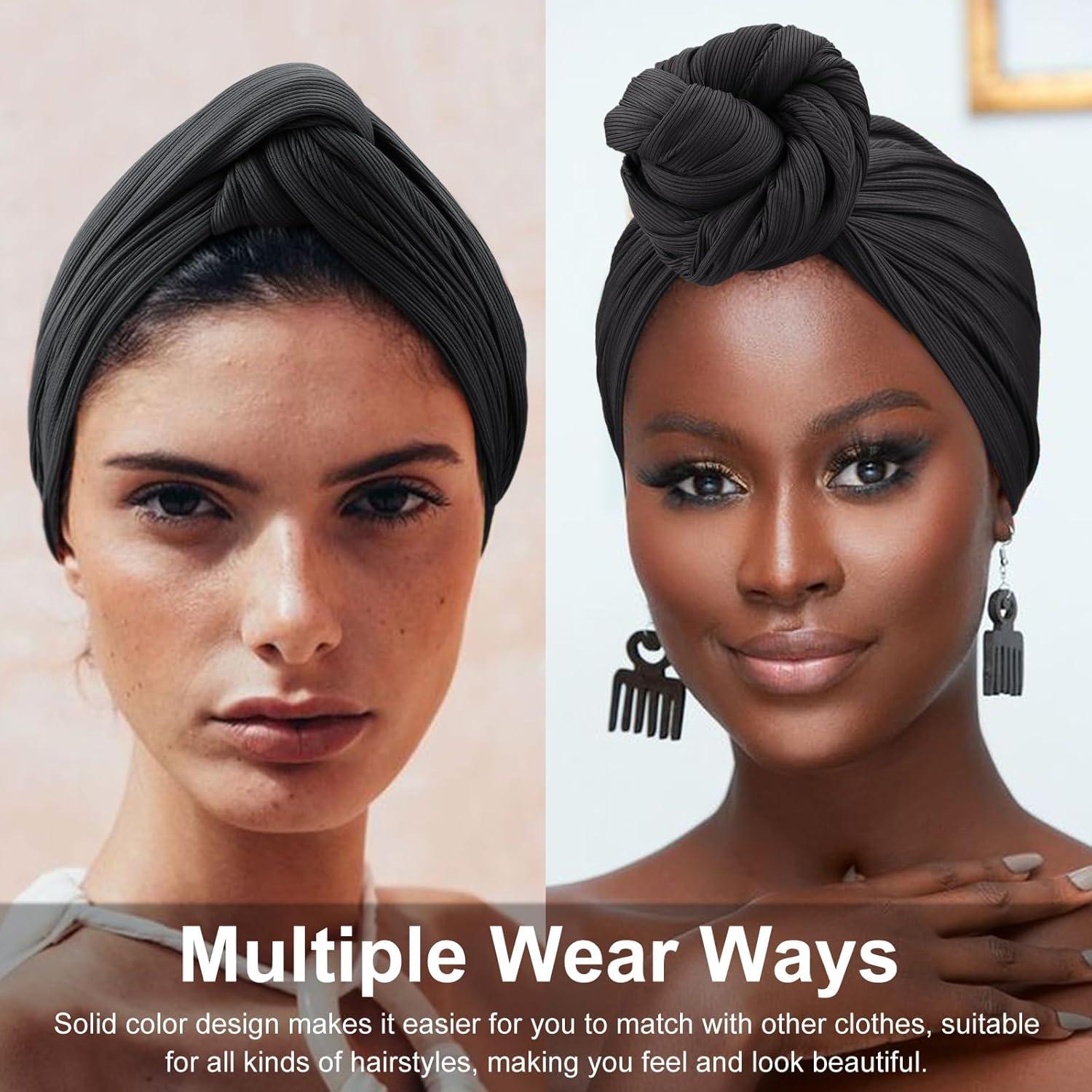 Turbante Africano AQOKKA para Mujeres - Gorro Quimioterapia Negro