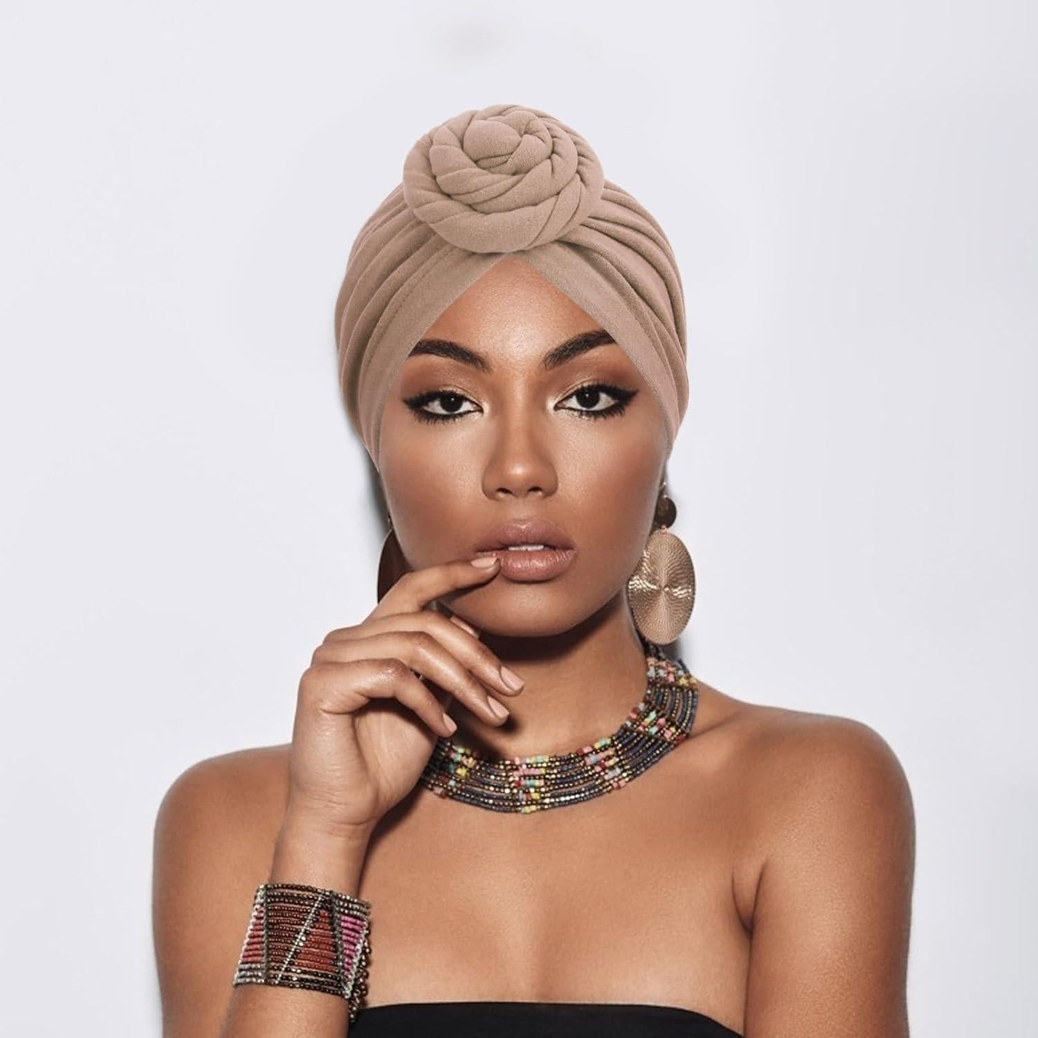 Gorro Turbante Pre-atado AQOKKA para Mujeres - Diseño Floral