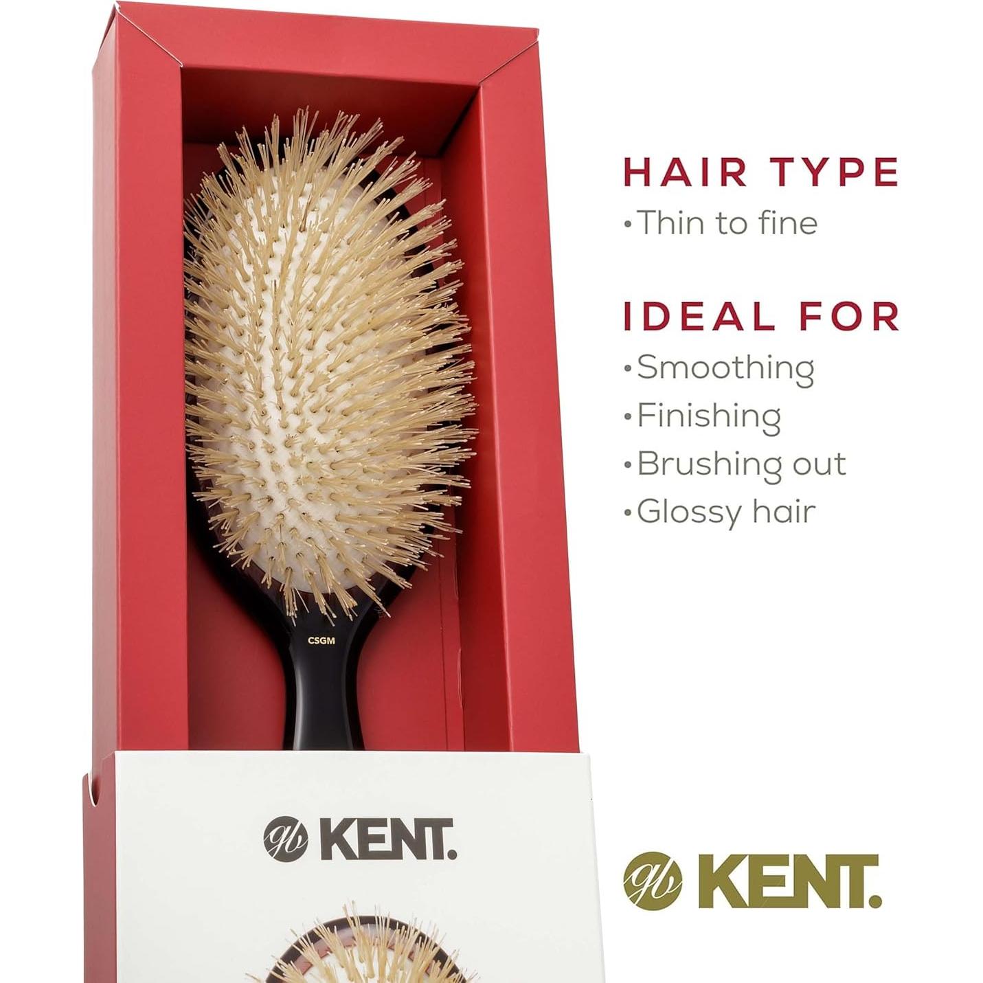 Cepillo Desenredante Ovalado Kent CSGM - Cerdas Naturales 19.7 cm