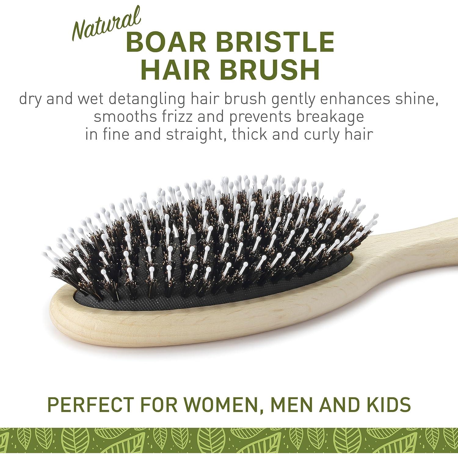 Cepillo Desenredante Ovalado Zollo con Cerdas de Jabalí Natural