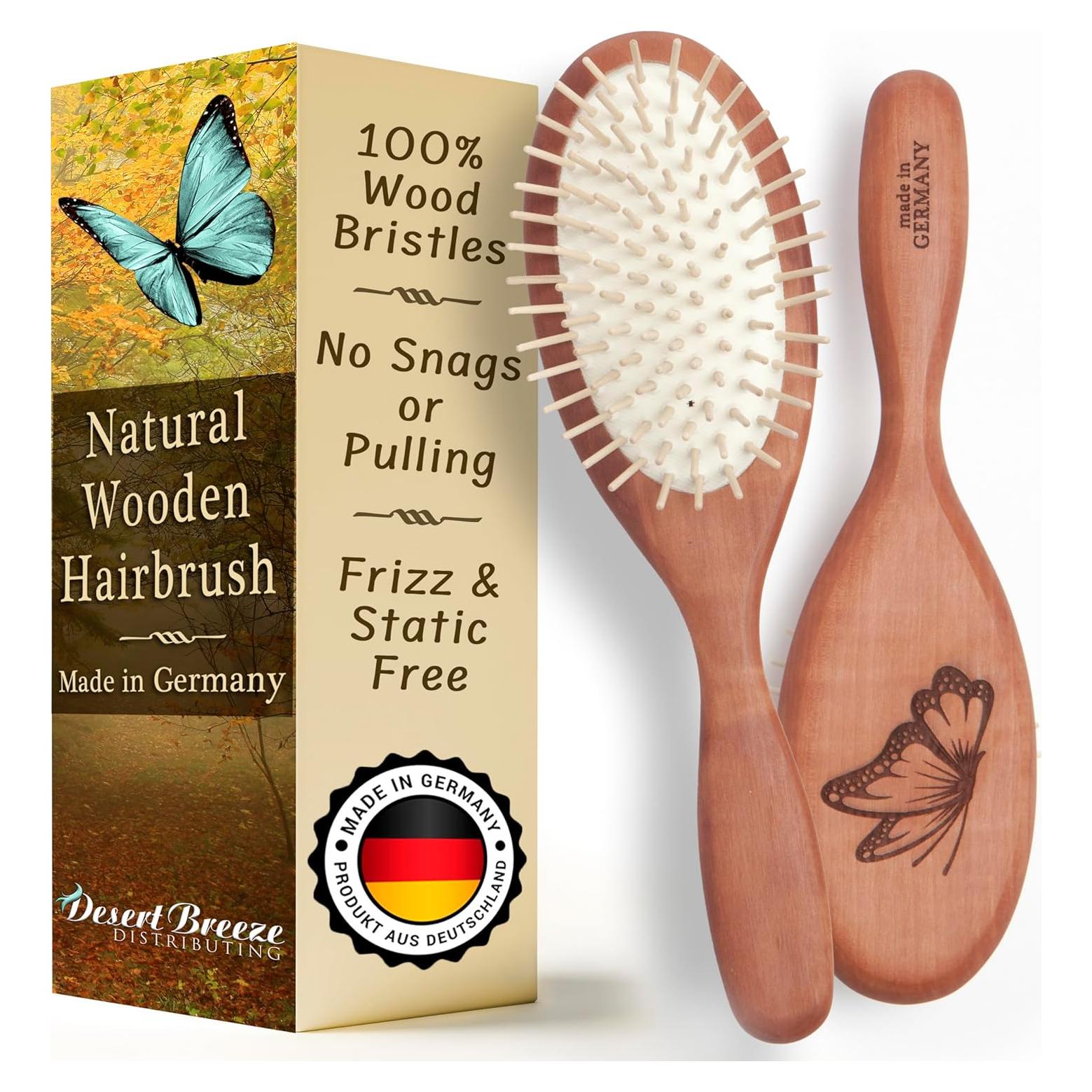 Cepillo de Madera Natural Antibreakage para Cabello - Hecho en Alemania