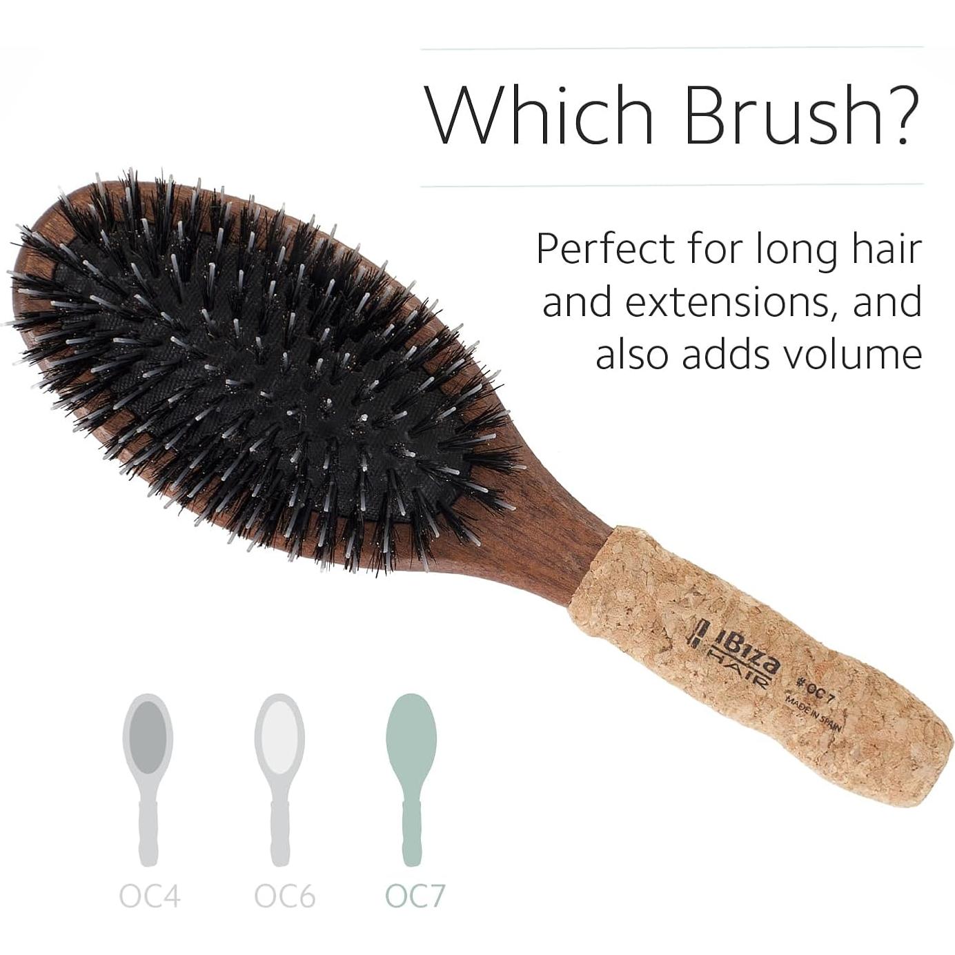 Cepillo Plano Ovalado Ibiza Hair OC7 | Cerda de Jabalí y Nylon