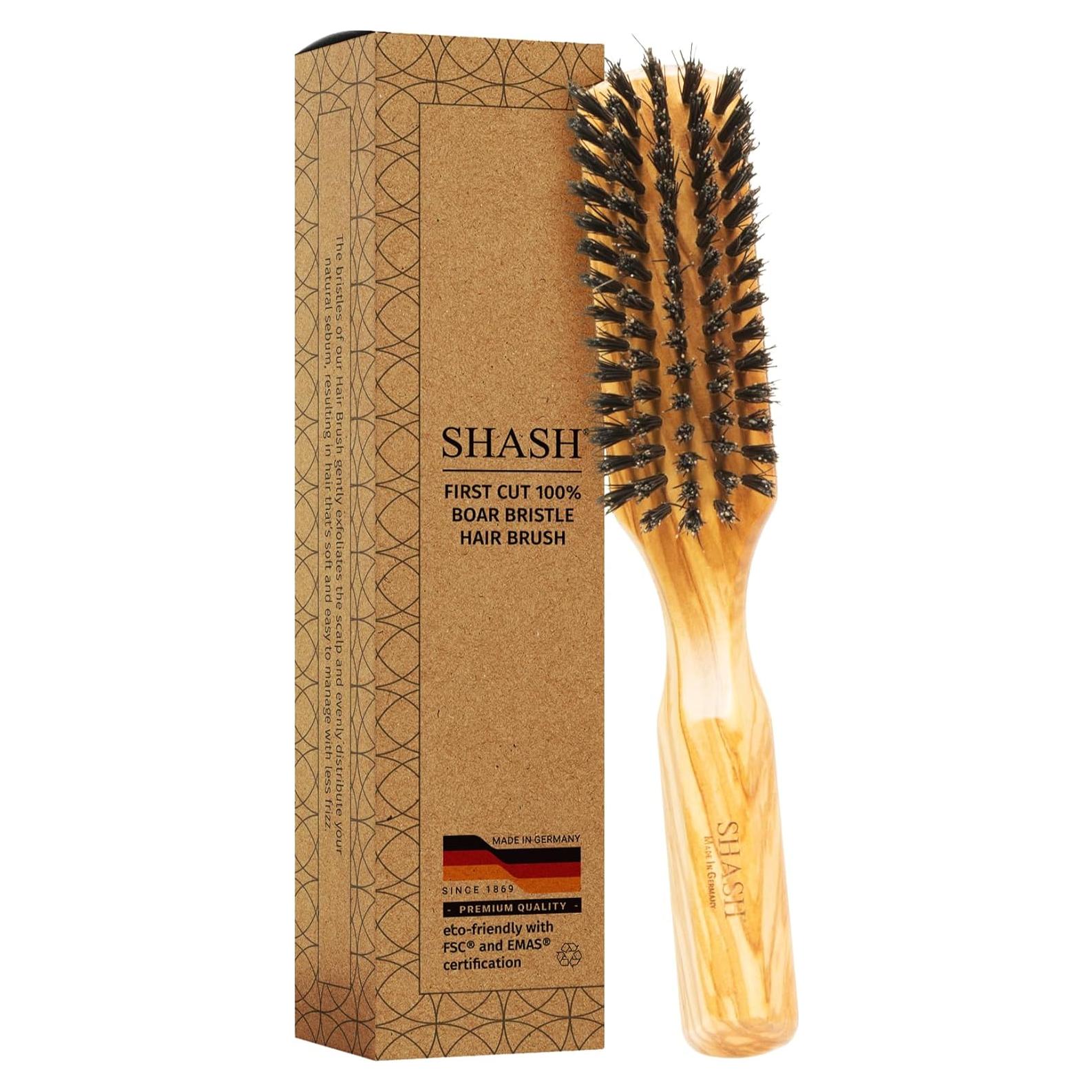 Cepillo de Cerda de Jabalí SHASH 100% Natural - Cabello Fino a Normal