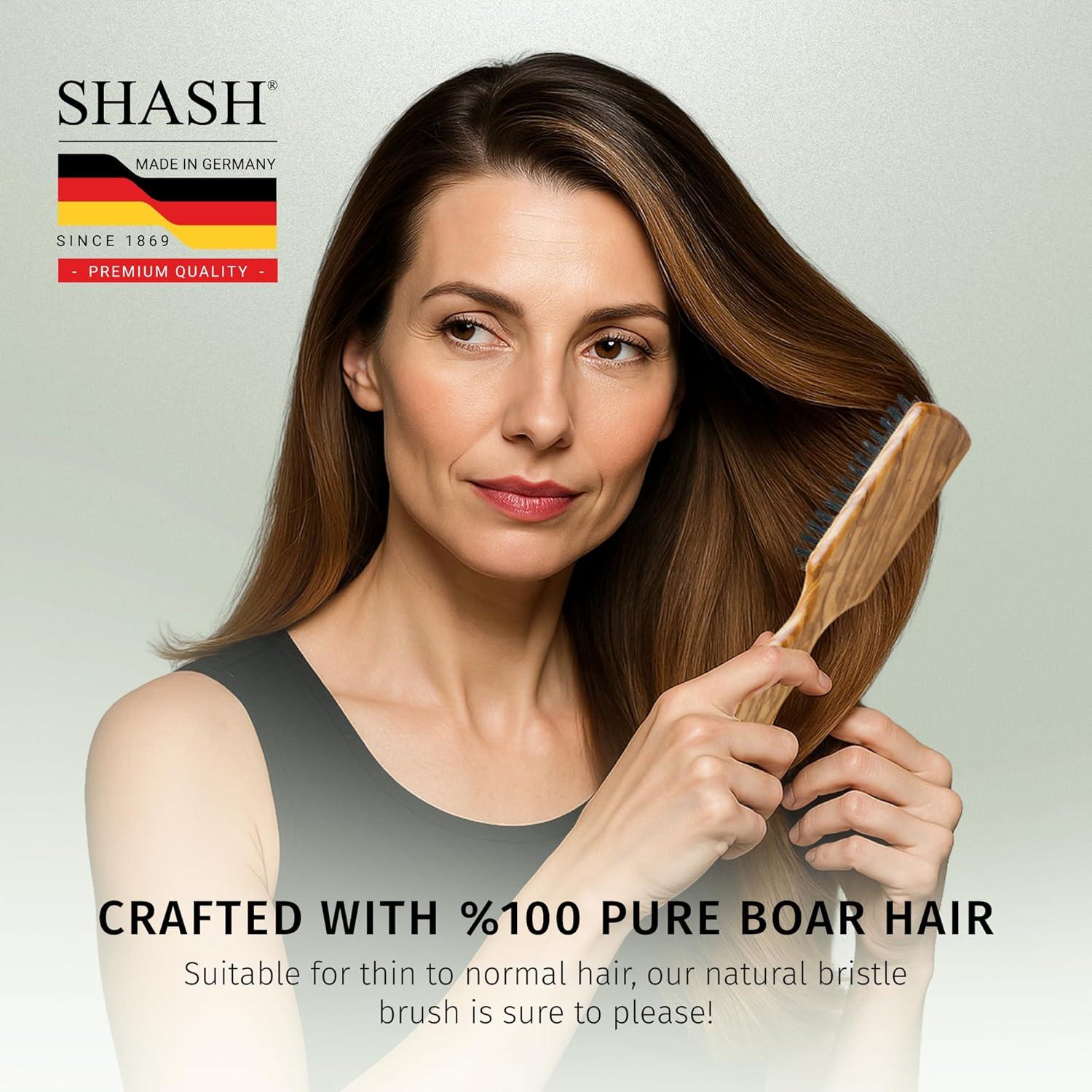 Cepillo de Cerda de Jabalí SHASH 100% Natural - Cabello Fino a Normal