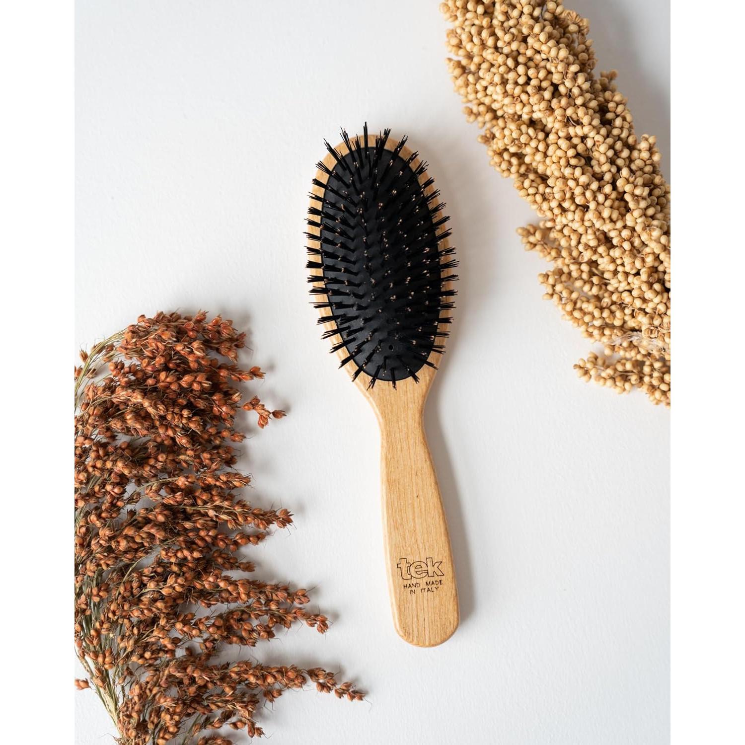 Cepillo Ovalado Grande TEK de Madera Ecológica 22x6 cm