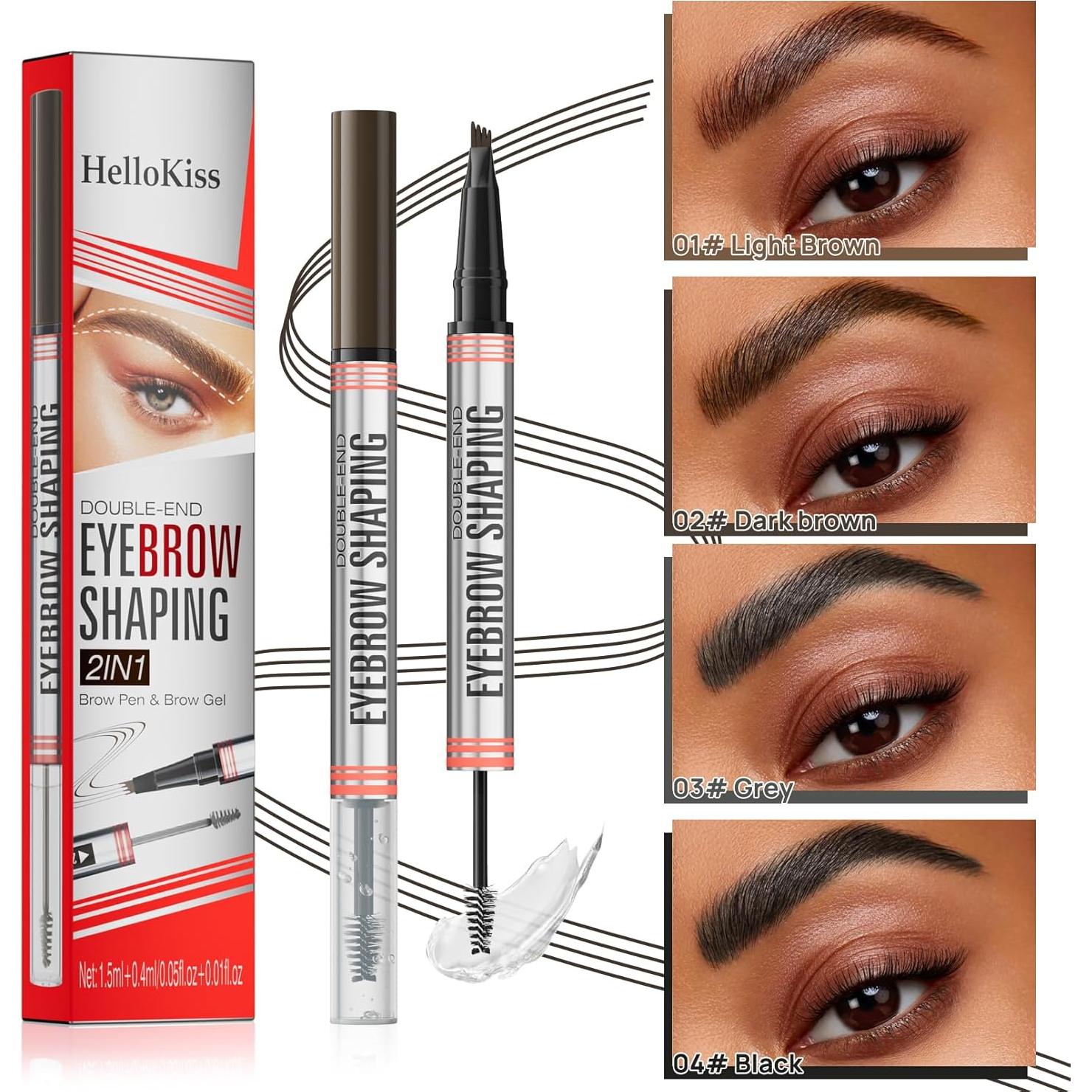 Lápiz de Cejas 2 en 1 Hilibrand Marrón Oscuro - Punta Cuádruple