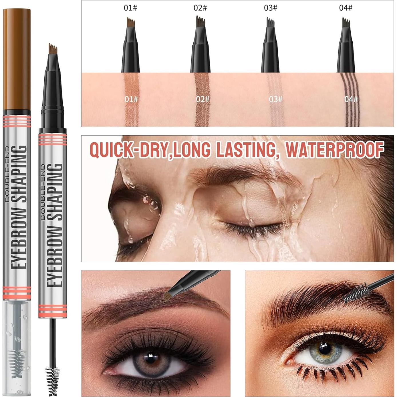 Lápiz de Cejas 2 en 1 Hilibrand Marrón Oscuro - Punta Cuádruple