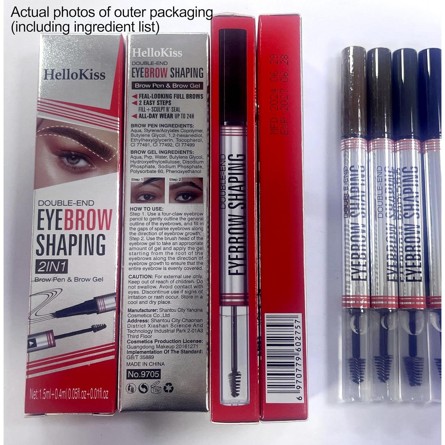 Lápiz de Cejas 2 en 1 Hilibrand Marrón Oscuro - Punta Cuádruple