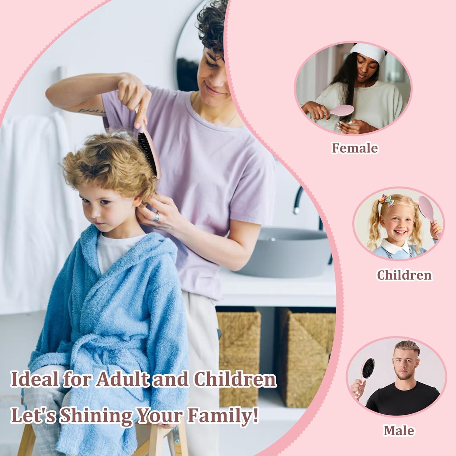 Cepillo Desenredador EAGLE FORTRESS Cerdas de Jabalí Rosa