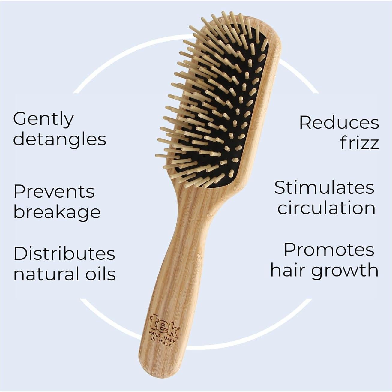 Cepillo Rectangular Mediano TEK de Madera de Fresno 22x5.5cm