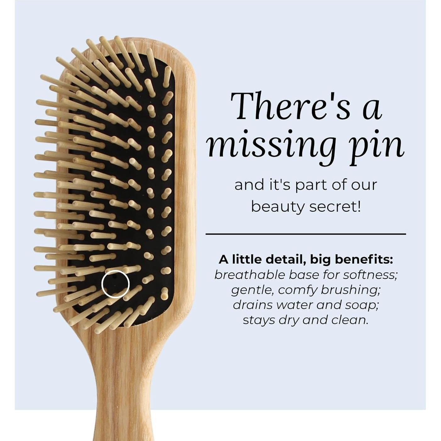 Cepillo Rectangular Mediano TEK de Madera de Fresno 22x5.5cm