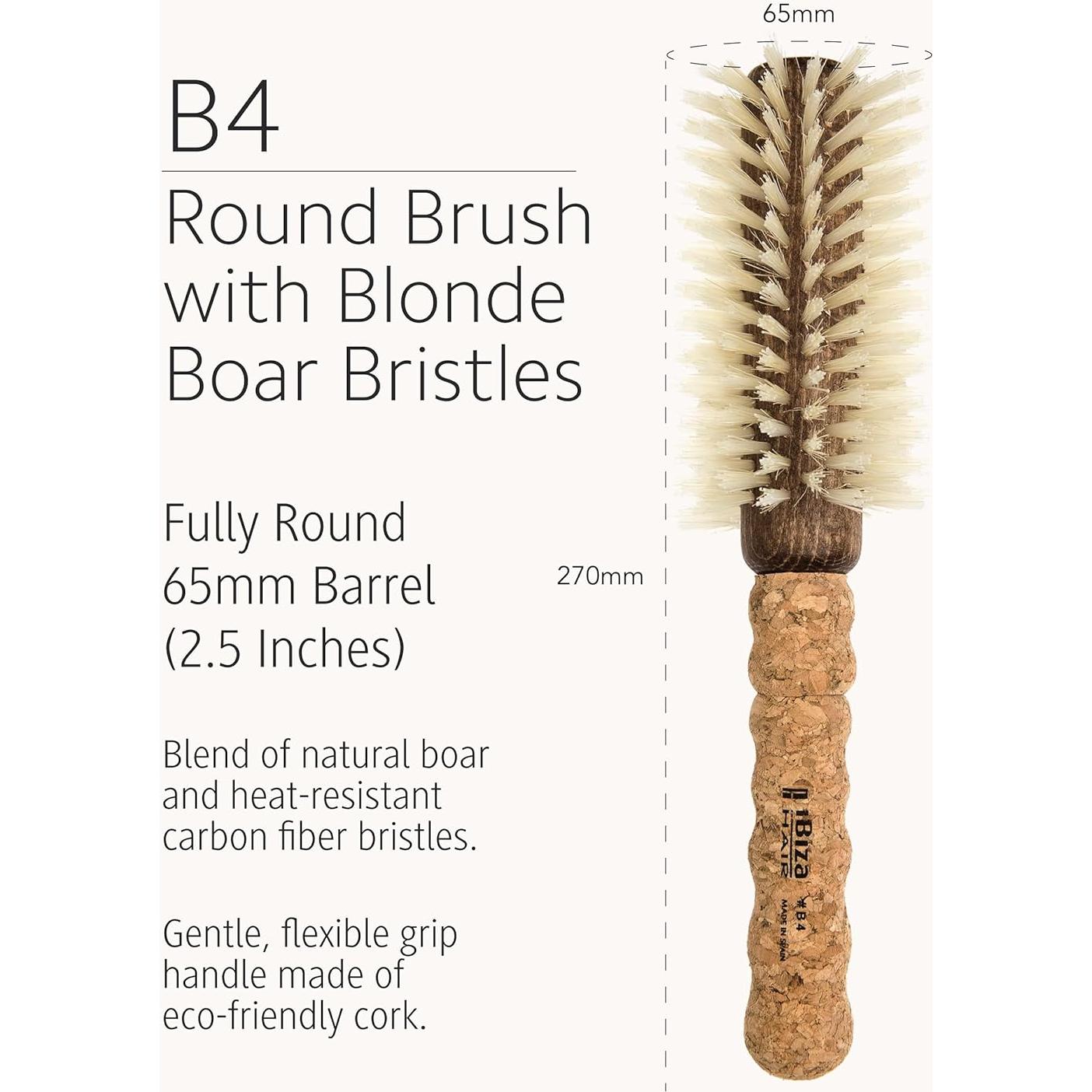 Cepillo Redondo Ibiza Hair B4 65mm Cerda de Jabalí y Nylon