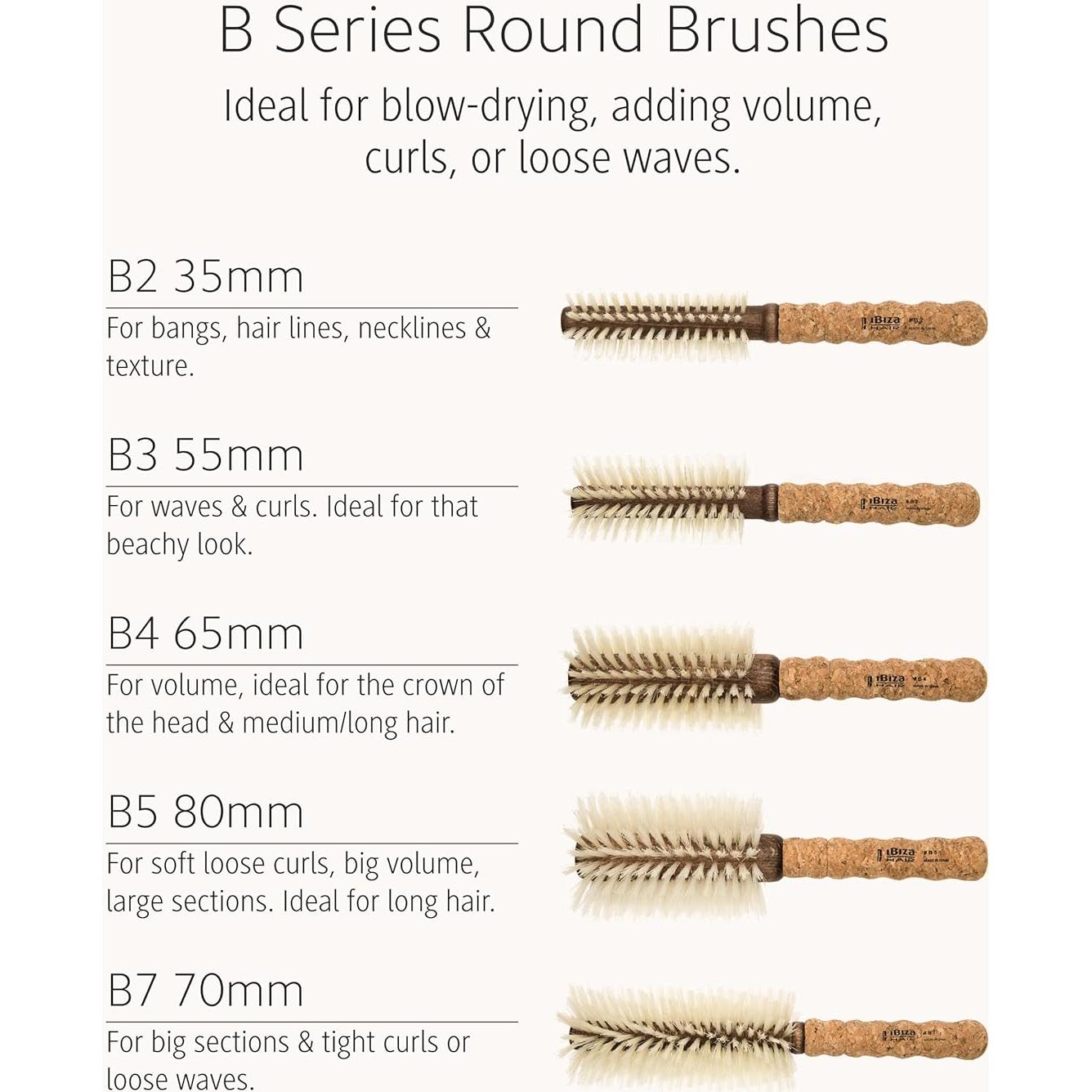 Cepillo Redondo Ibiza Hair B4 65mm Cerda de Jabalí y Nylon