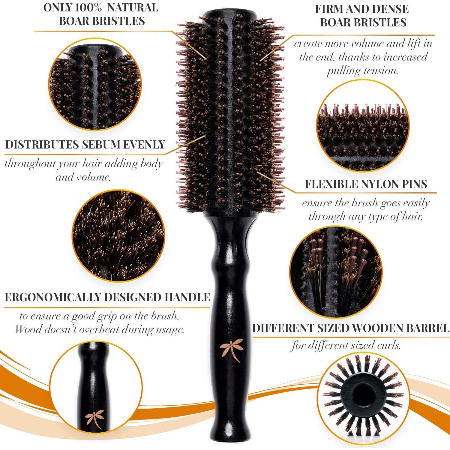 Conjunto de Cepillos Belula: Cerda de Jabalí y Redondo 6.86 cm