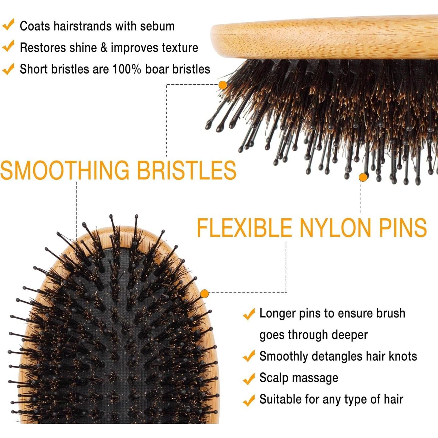 Conjunto de Cepillos Belula - Cerda de Jabalí 6.1 cm para Cabello