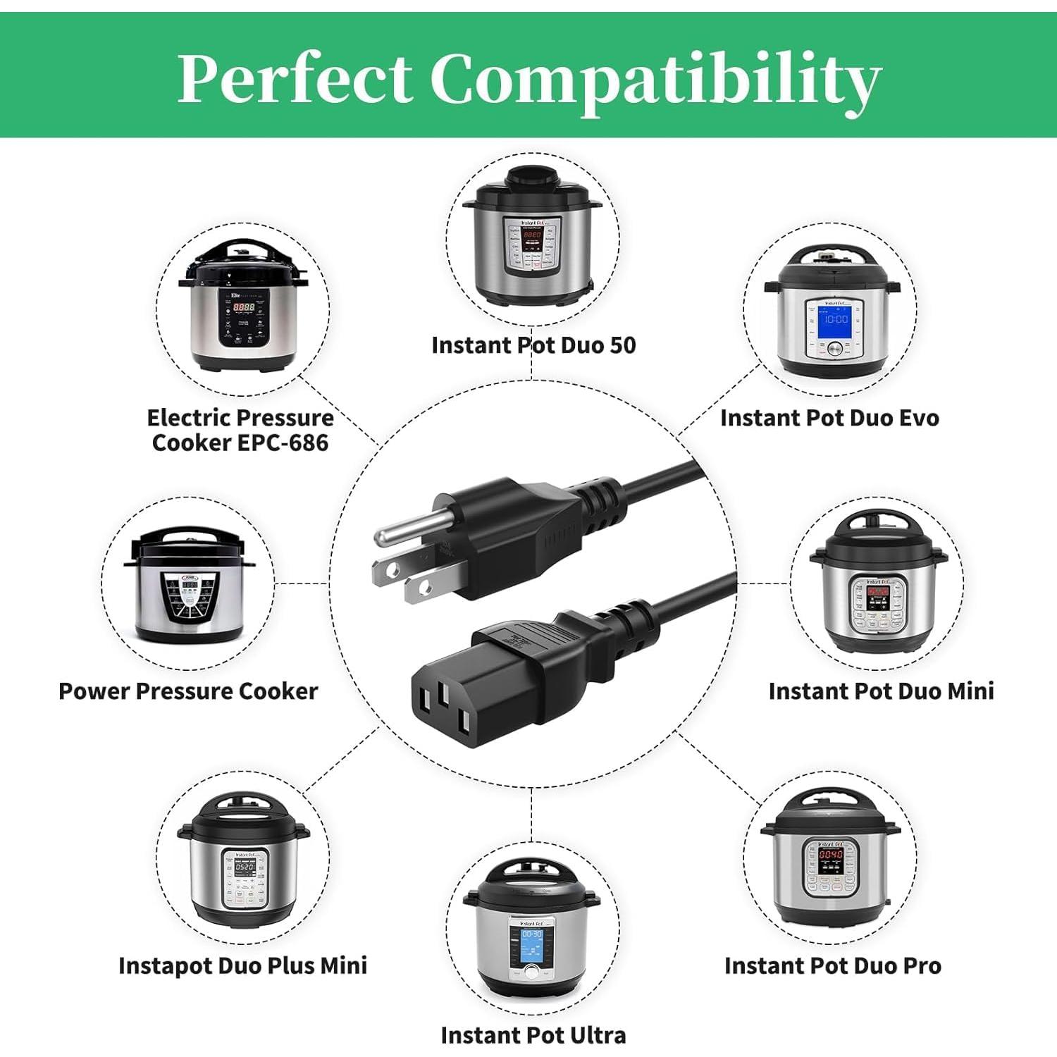 Cable de Alimentación 3 Clavijas ILOVYO 1.52m para Instant Pot