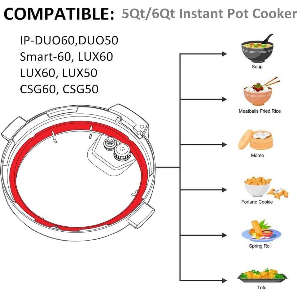Anillo de Sellado de Silicona ZoneFly 6QT para Instant Pot