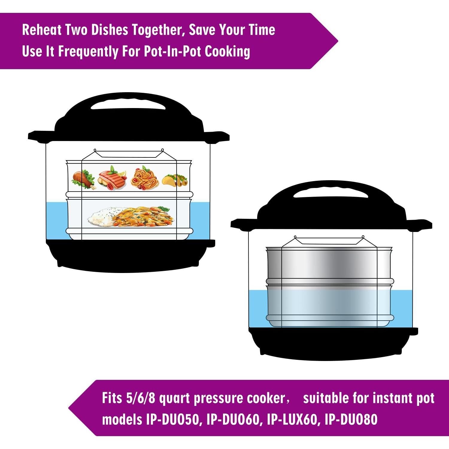 Bandejas de Vapor Apilables Aozita para Olla de Presión 8 Qt