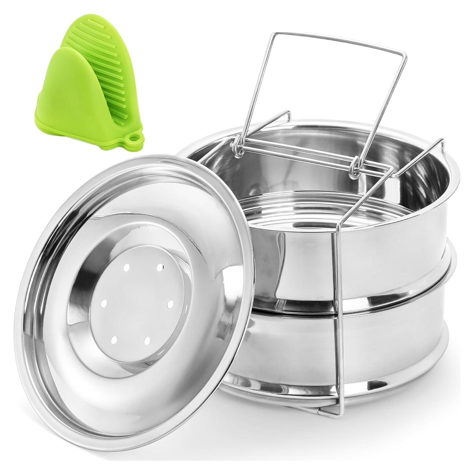 Bandejas de Vapor Apilables WUWEOT 2 Niveles Acero Inoxidable