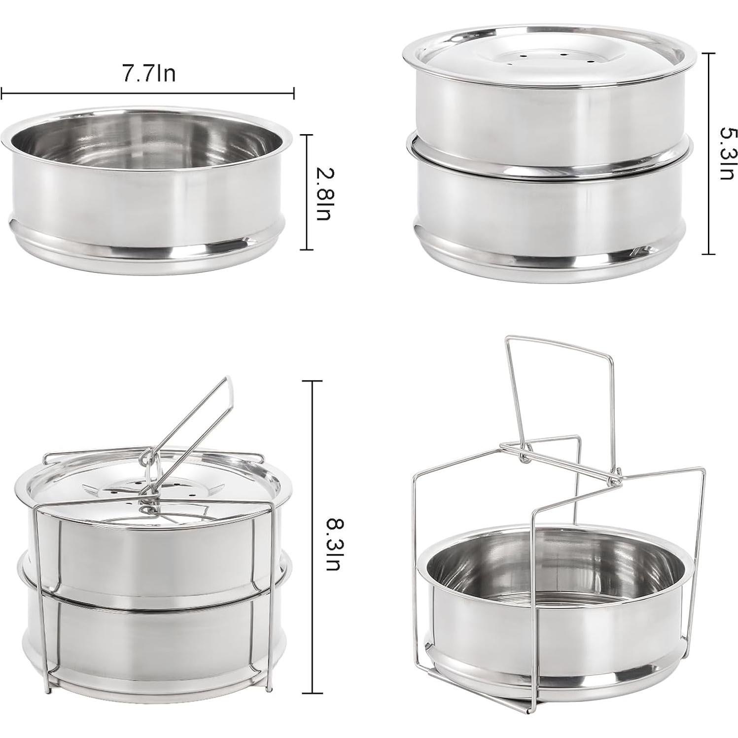 Bandejas de Vapor Apilables WUWEOT 2 Niveles Acero Inoxidable