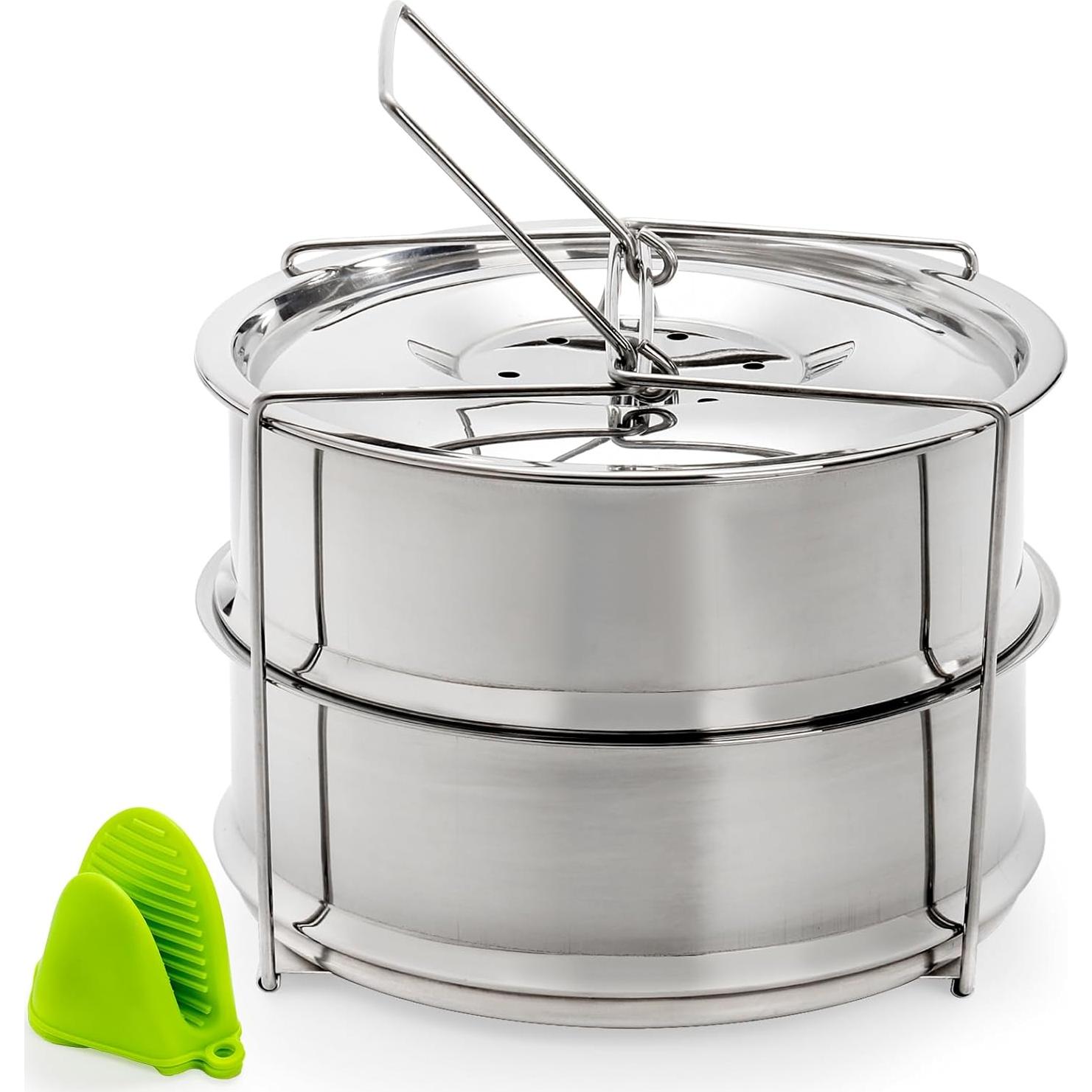 Bandejas de Vapor Apilables WUWEOT 2 Niveles Acero Inoxidable