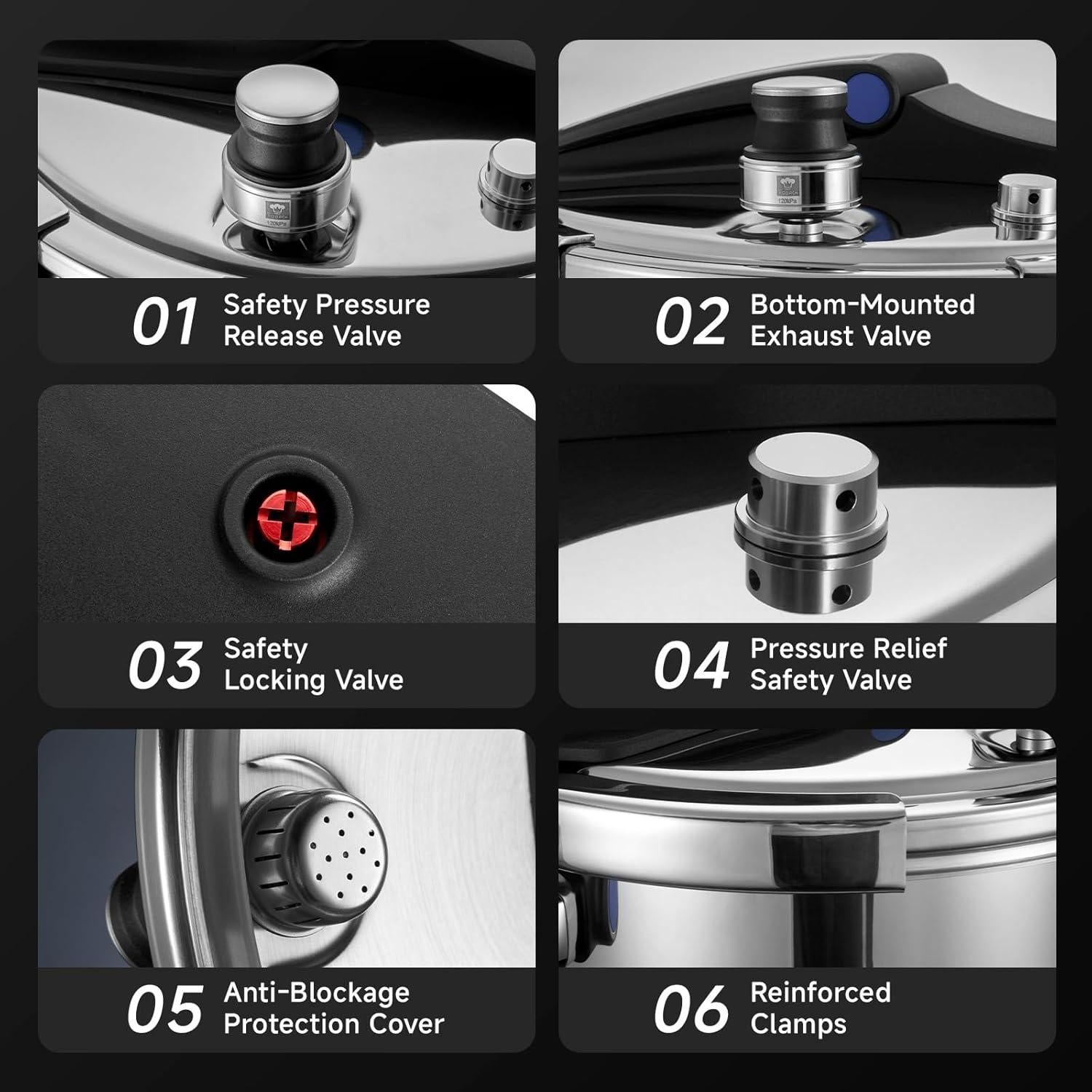 Olla de presión KOBACH 8QT acero inoxidable con seguridad