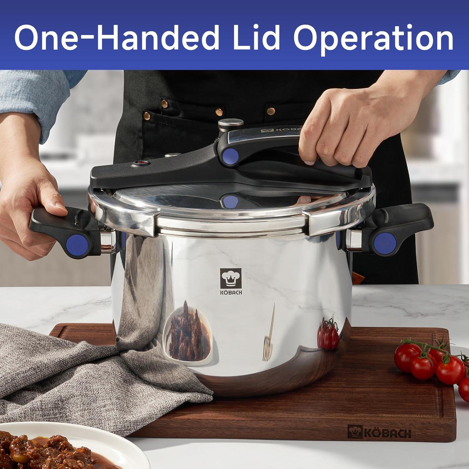 Olla de presión KOBACH 8QT acero inoxidable con seguridad