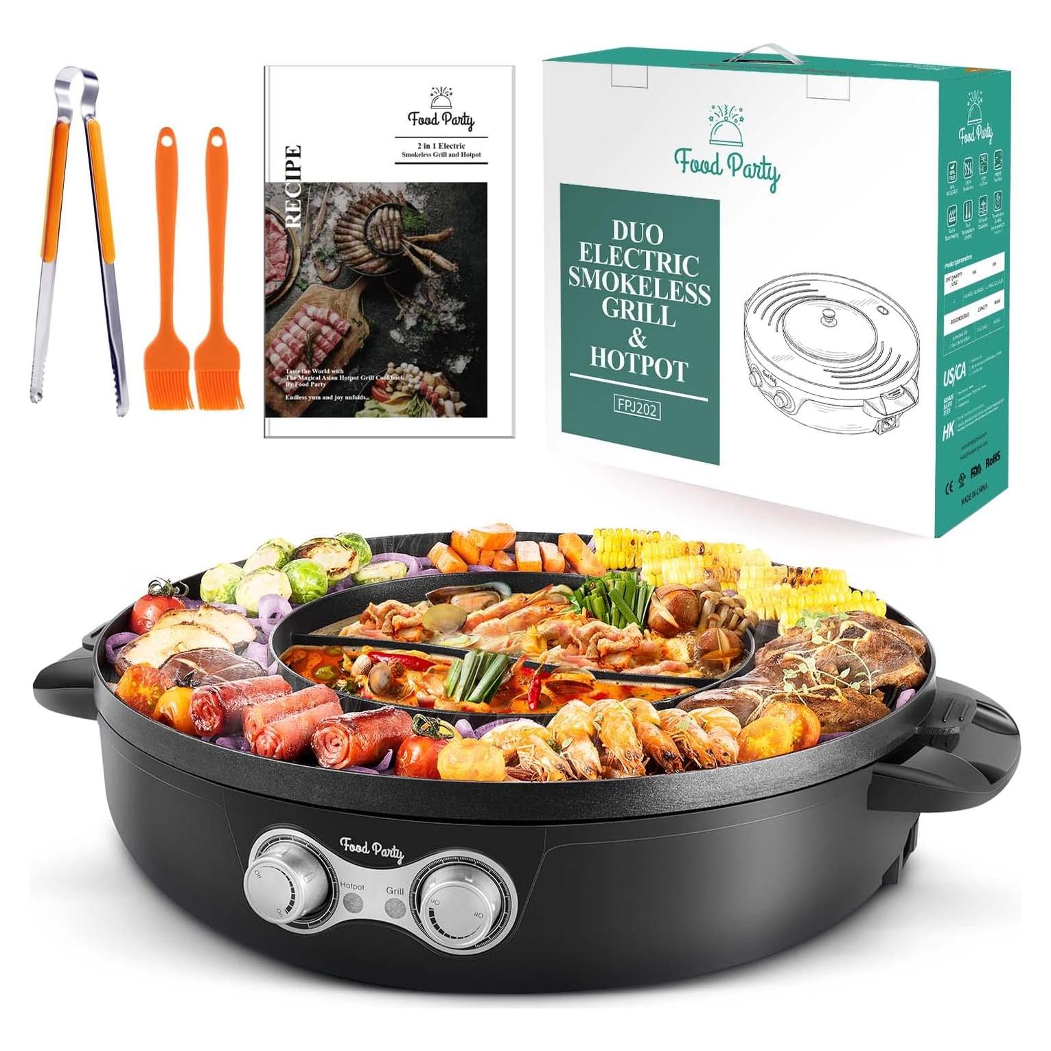 Parrilla Eléctrica Sin Humo Food Party Duo 2200W 3.5"