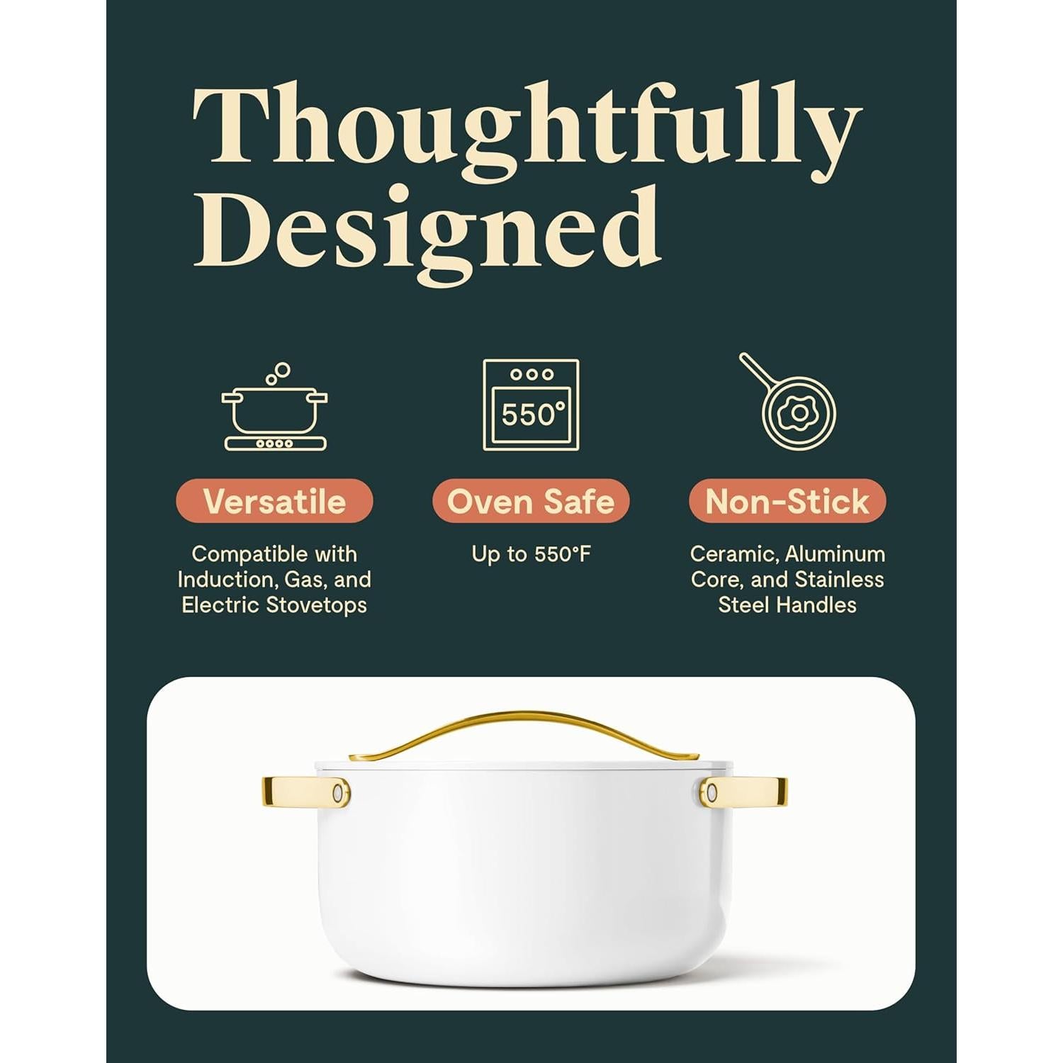 Olla Holandesa Cerámica Antiadherente Caraway 6.5L Blanca