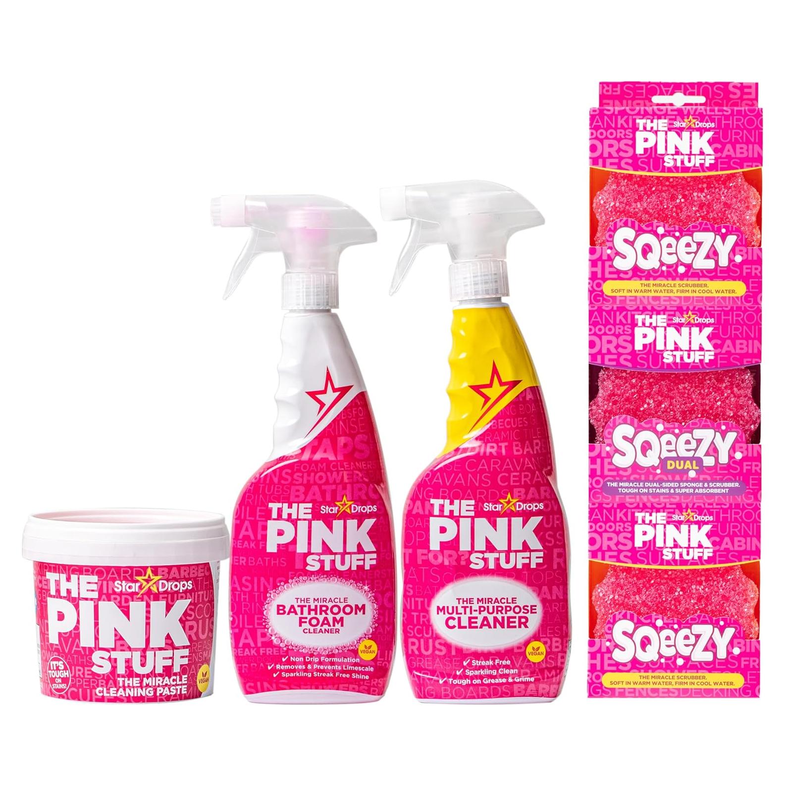 Paquete de Limpieza Stardrops The Pink Stuff - Pasta, Spray y Esponjas