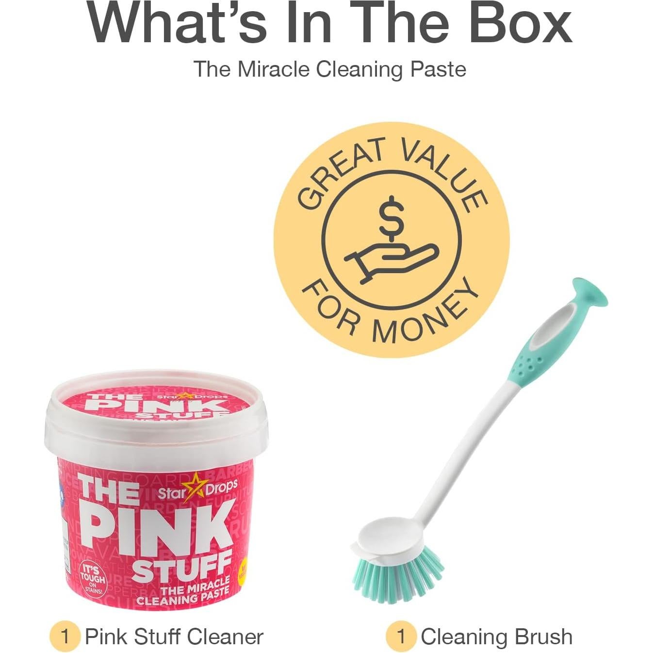 The Pink Stuff - The Miracle All Purpose Cleaning Paste With A Good Grips Deep Clean Brush (Cream And Brush)