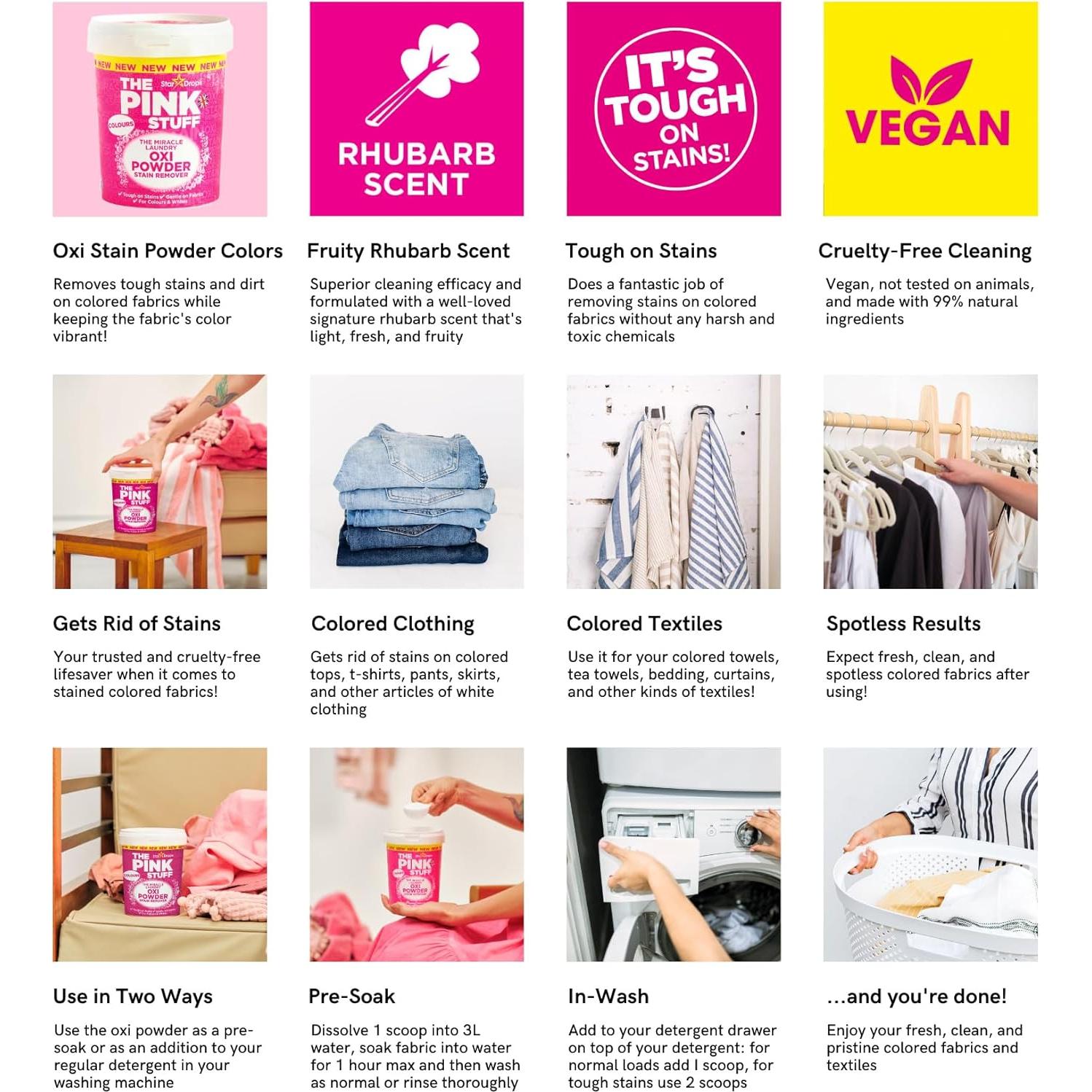 Polvo Quitamanchas Rosa Oxi Stardrops 1kg para Ropa de Color