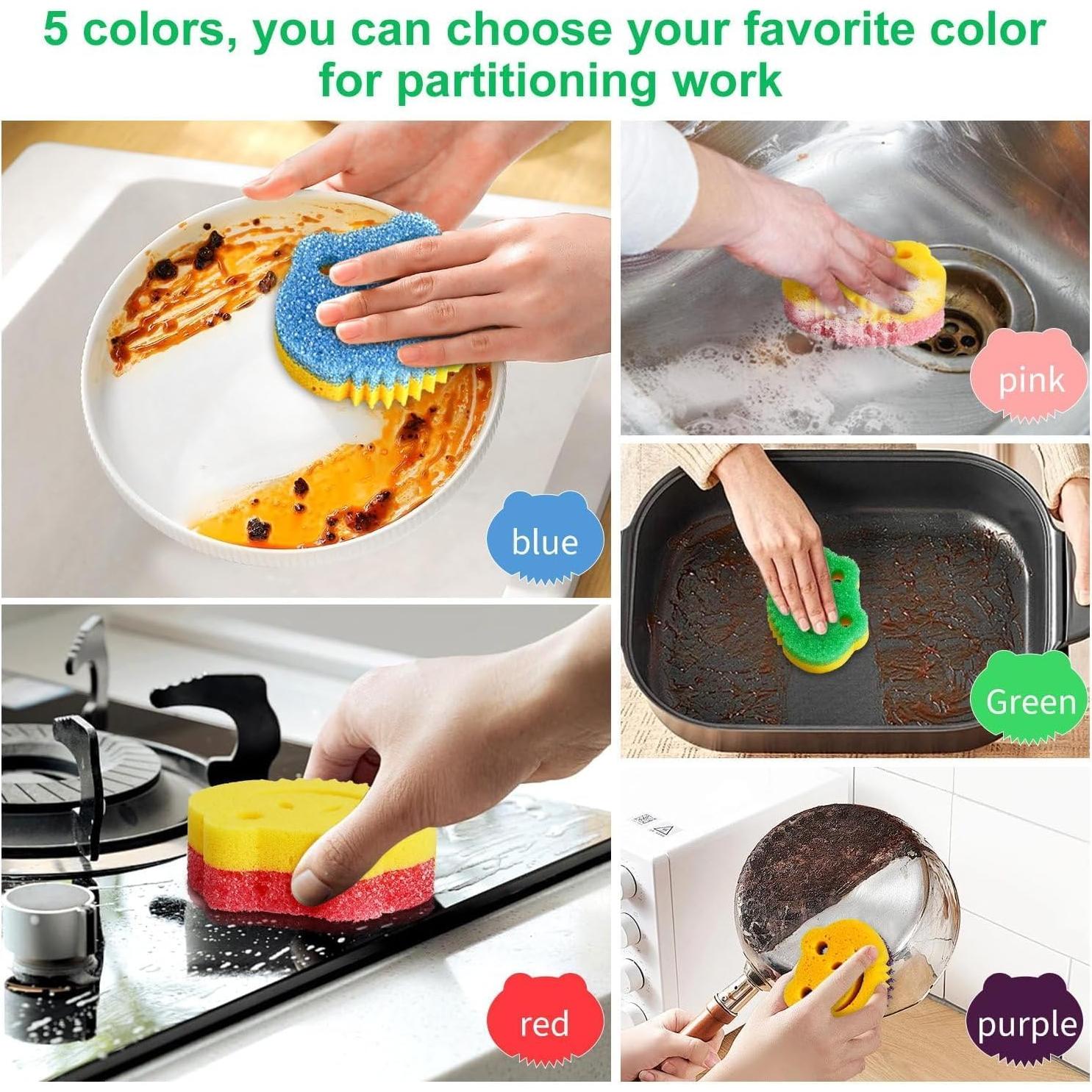 Esponjas de Fregado Multifuncionales SmilePowo 5 Piezas Doble Cara