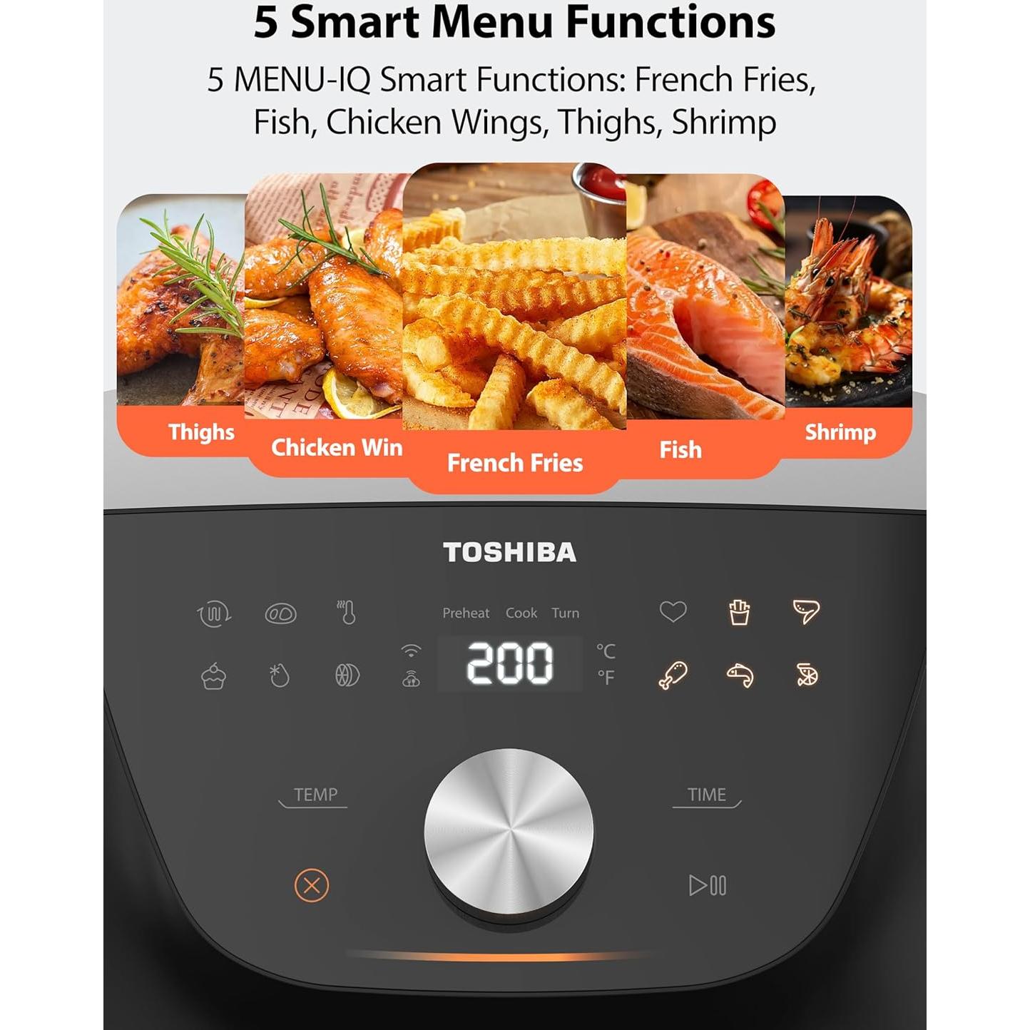Freidora de Aire Toshiba 7.7L con 12 Menús y Tecnología Menu-IQ