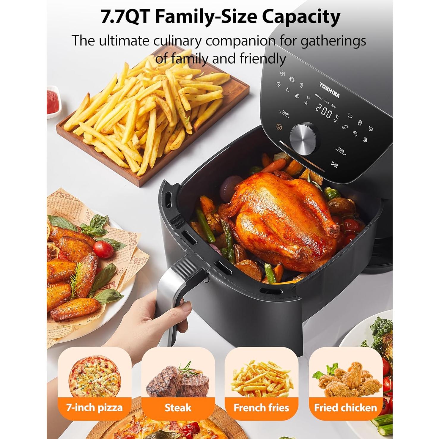 Freidora de Aire Toshiba 7.7L con 12 Menús y Tecnología Menu-IQ