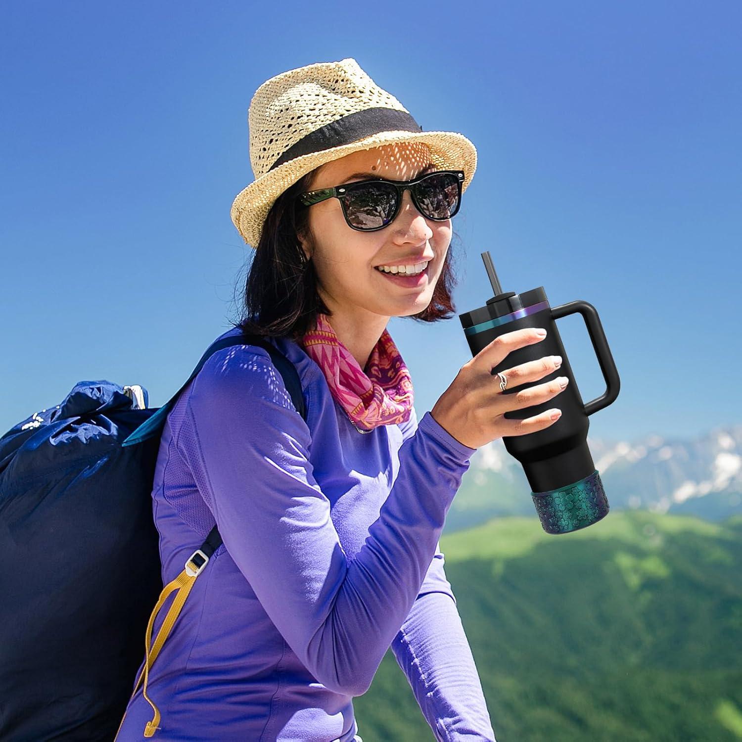 Funda de Silicona Floral ZXFYE para Botellas Stanley 1.18L