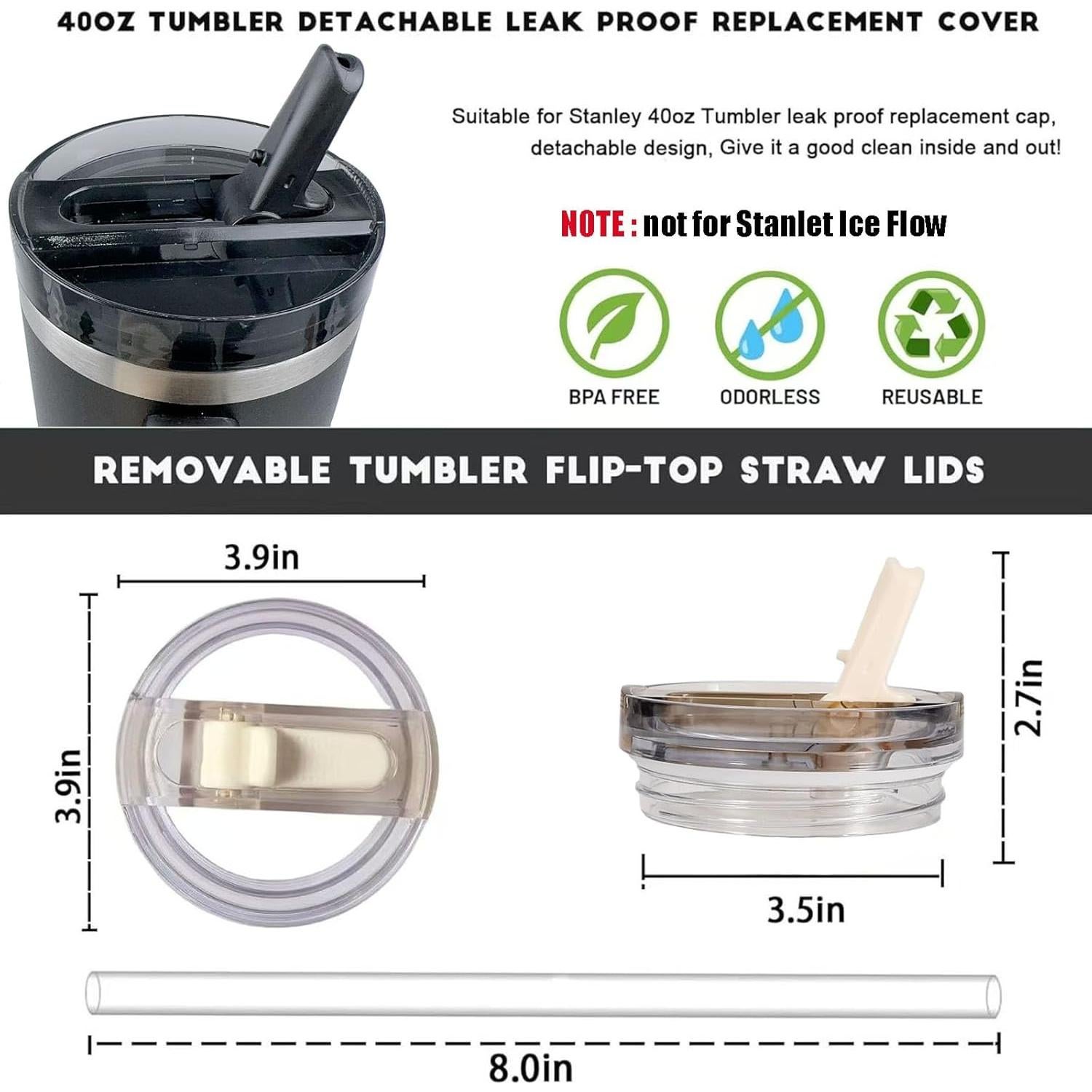 Paquete de 2 tapas de paja Bnoname para vaso Stanley 40 oz