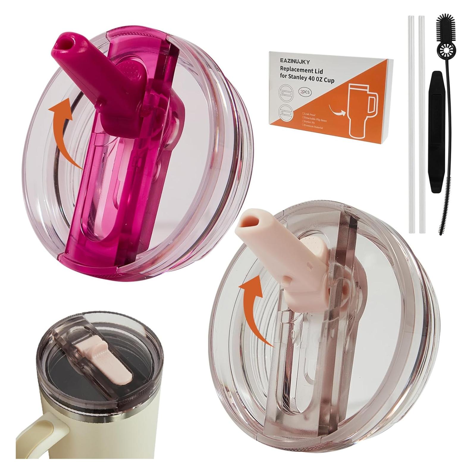 Paquete de 2 tapas de popote EAZINUJKY para Stanley 40oz