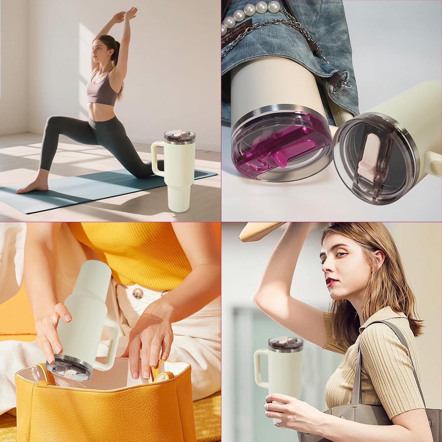 Paquete de 2 tapas de popote EAZINUJKY para Stanley 40oz