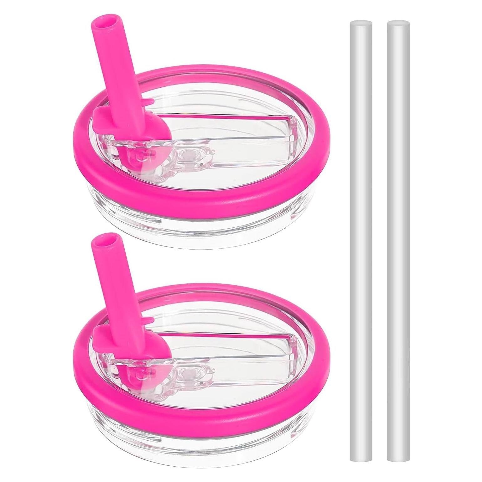 Tapa con Popote para Vaso Stanley 40 oz CHEMLLC - Paquete de 2 Rosa
