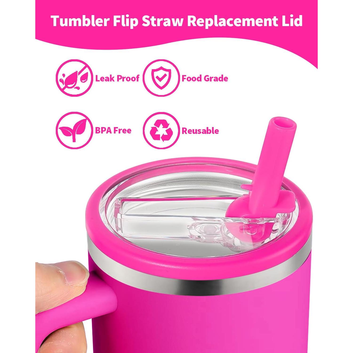 Tapa con Popote para Vaso Stanley 40 oz CHEMLLC - Paquete de 2 Rosa